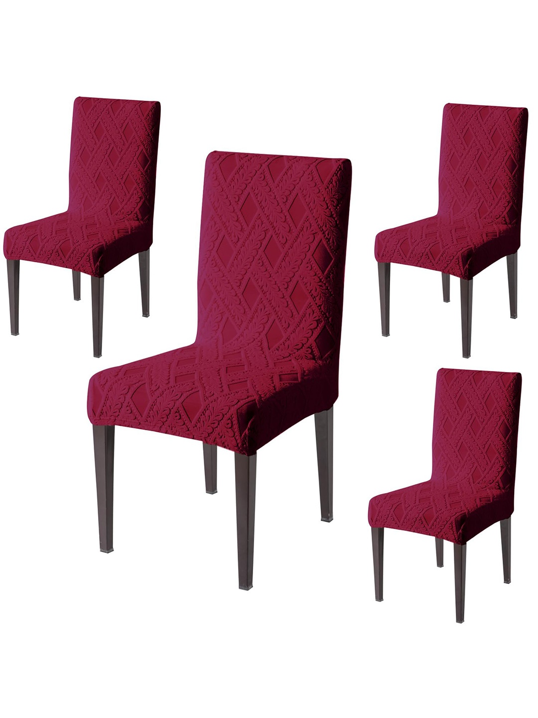 

HOKIPO 4 Pieces Jacquard Chair Covers, Maroon