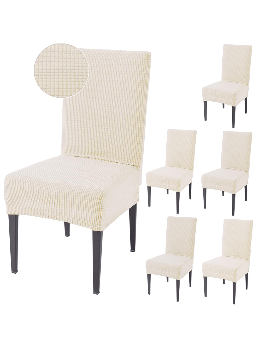 

HOKIPO Cream 6 Pieces Jacquard Chair Covers