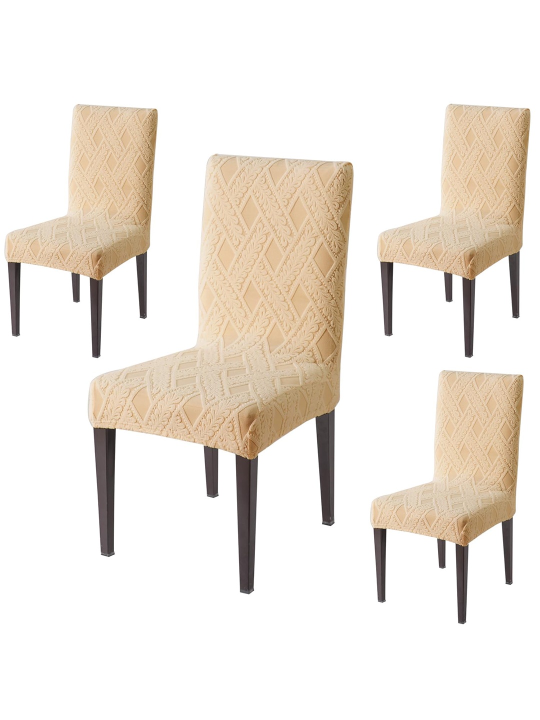 

HOKIPO Beige 4 Pieces Jacquard Chair Covers