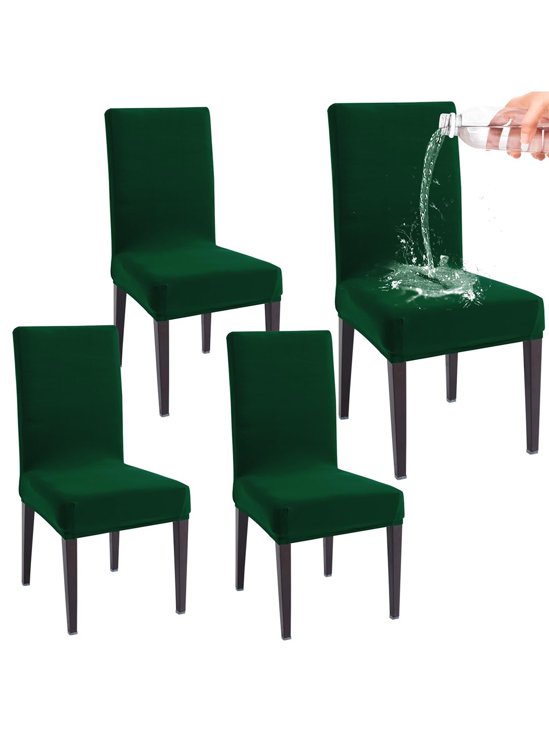 

HOKIPO 4 Pcs Green Water Resistant Stretchable Chair Covers