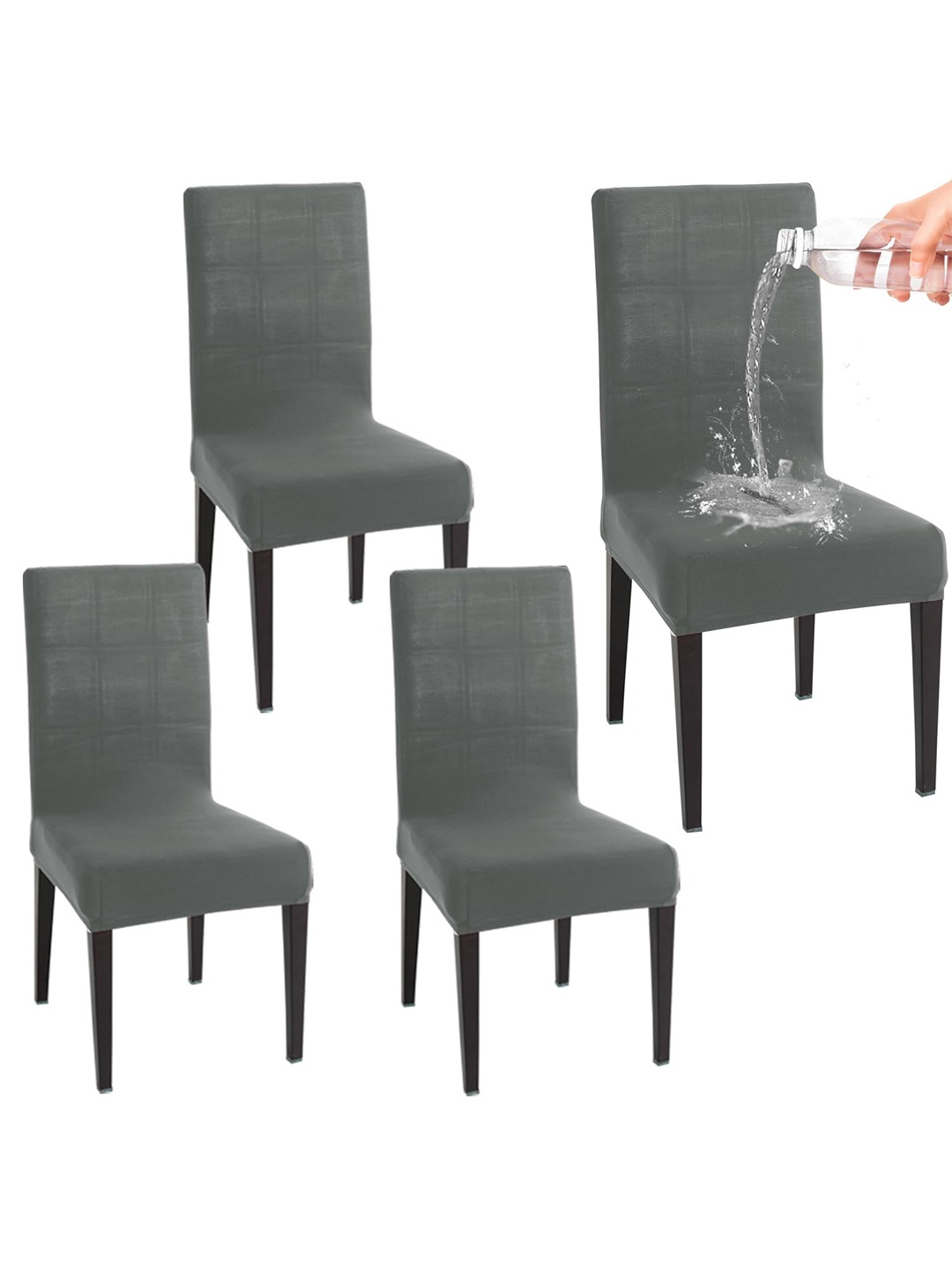 

HOKIPO 4 Pcs Grey Water Resistant Stretchable Chair Covers