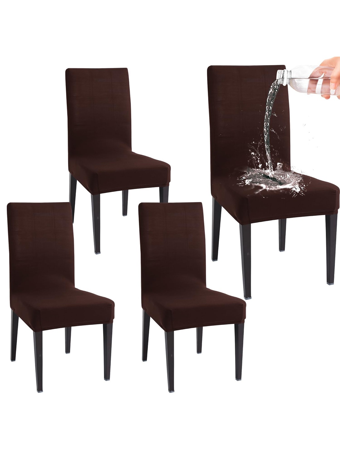 

HOKIPO Brown 4 Pieces 400 GSM Water-Resistant Chair CoverS