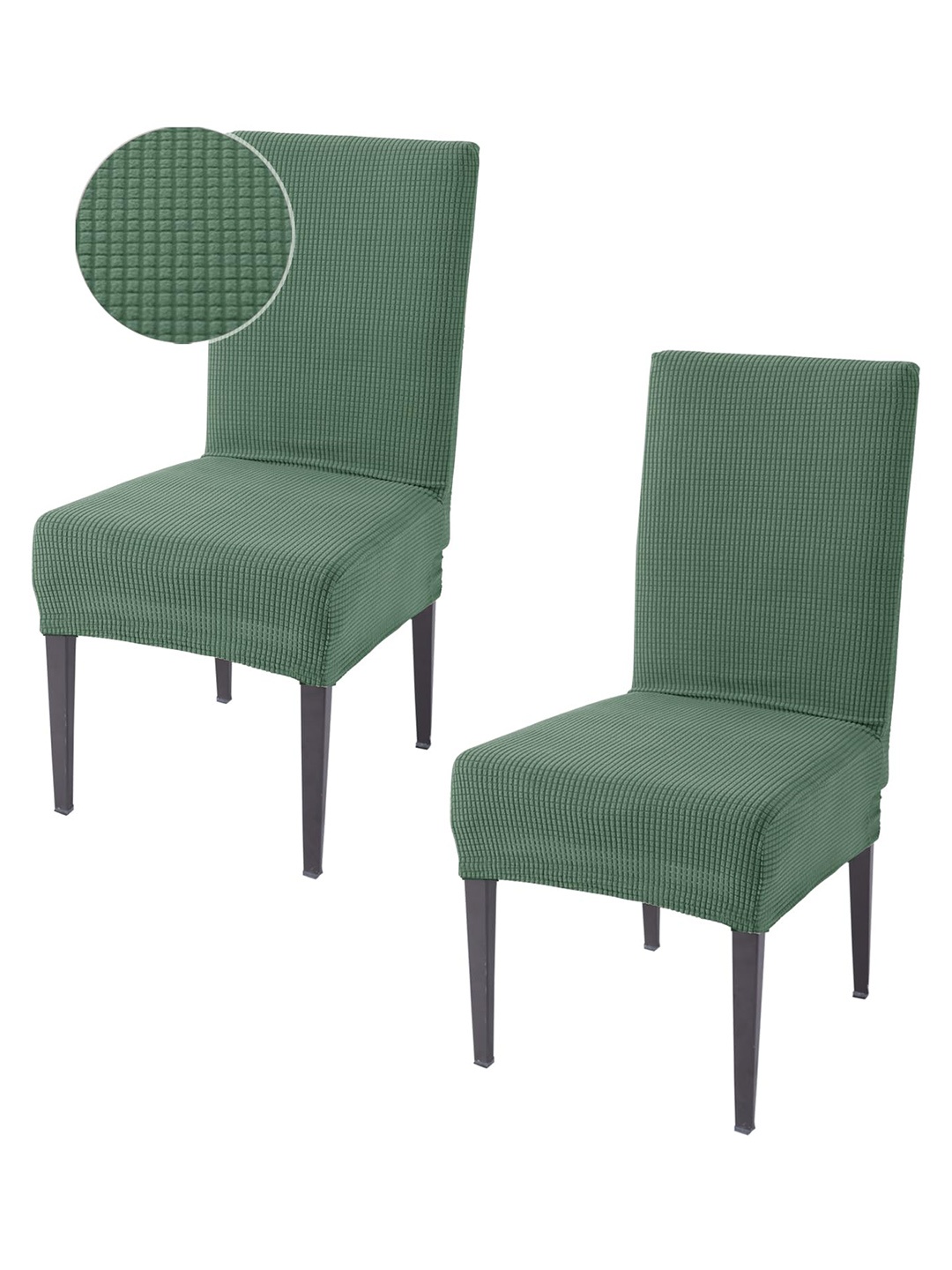 

HOKIPO Green 2 Pieces Checked Jacquard 200 GSM Chair Covers