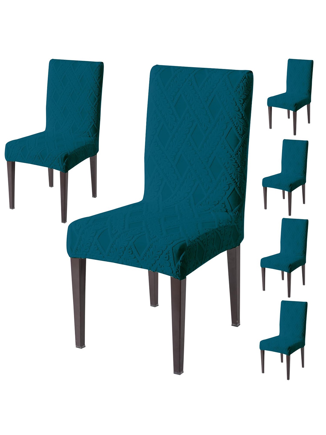 

HOKIPO Brown 6 Pieces 190 GSM Textured Jacquard Stretchable Chair Cover, Teal