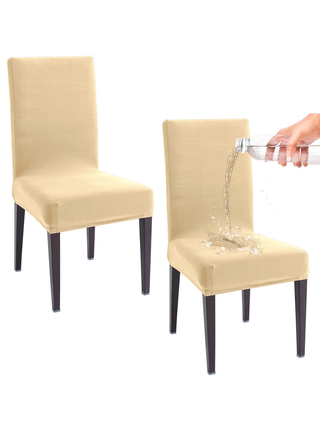 

HOKIPO Beige 2 Pieces Water Resistant Chair Covers