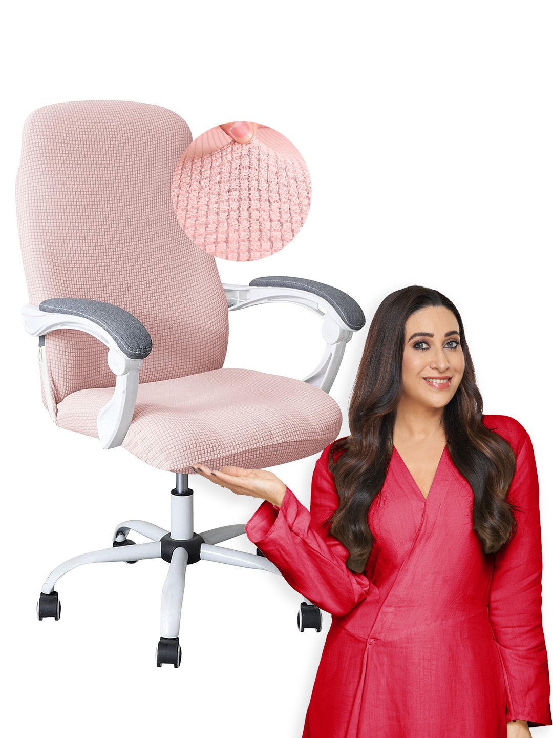 

HOKIPO Pink Jacquard Water Resistant Office Chair Cover