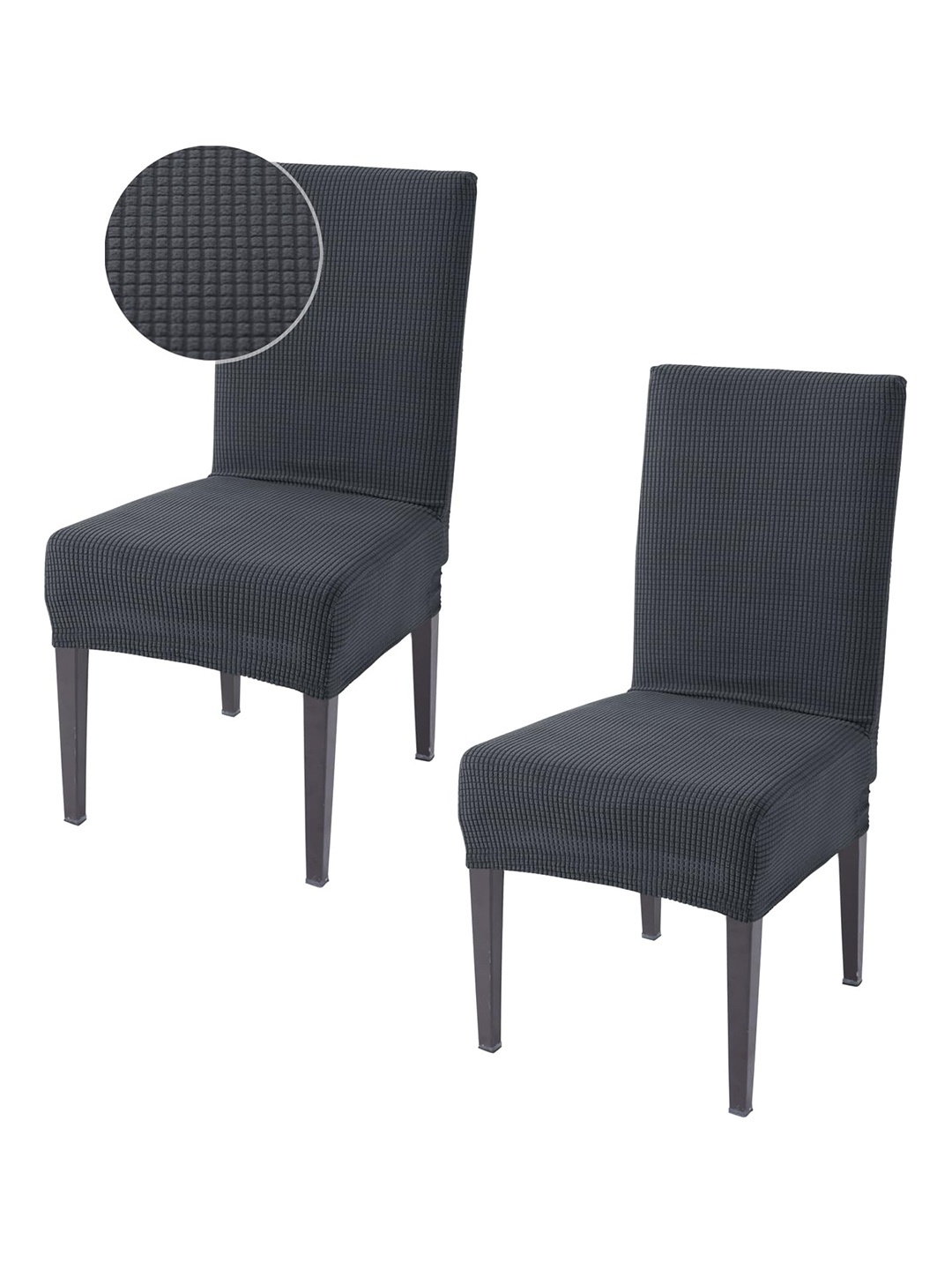 

HOKIPO 2 Pcs Grey Textured Jacquard Stretchable Chair Covers