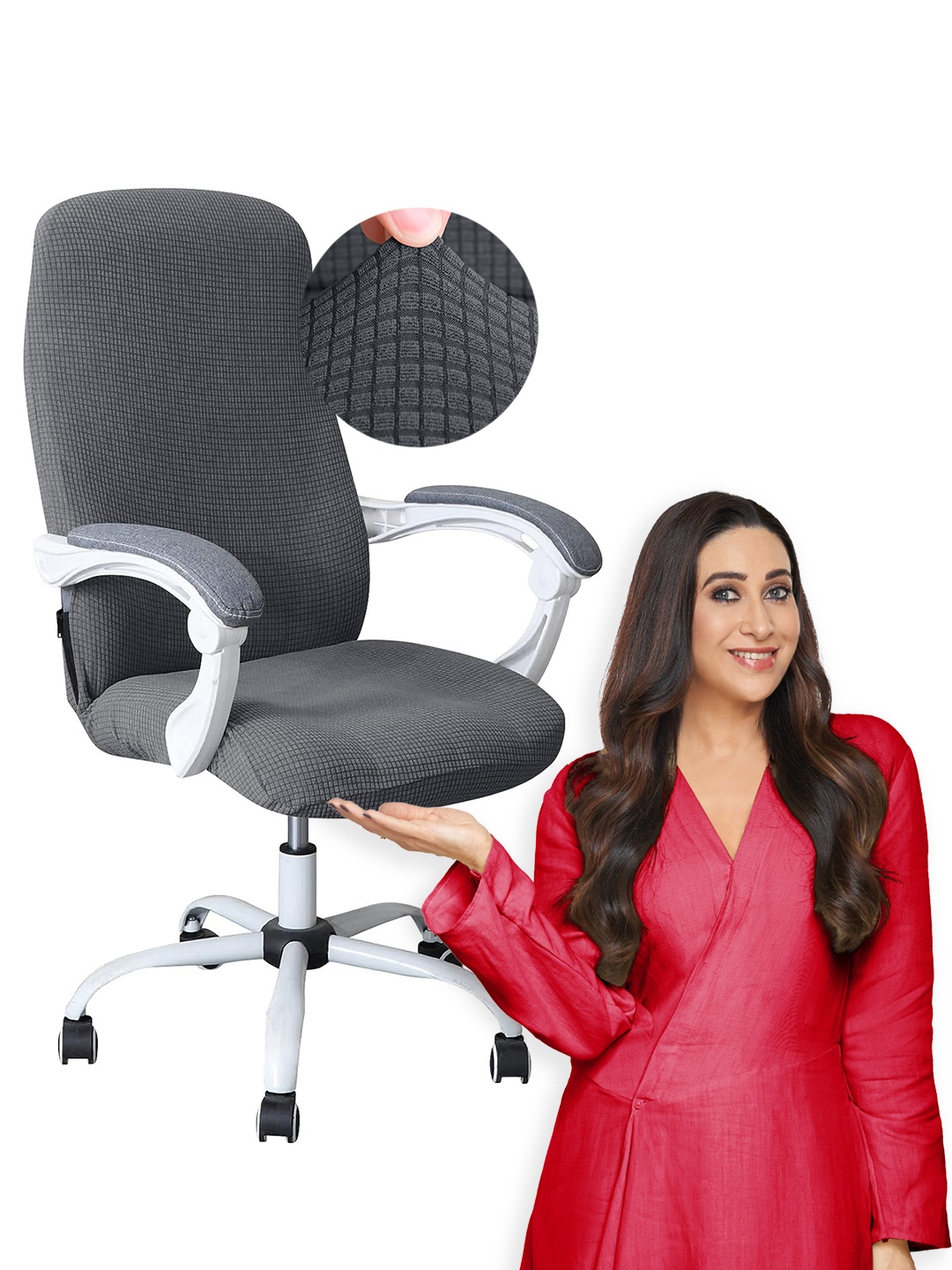 

HOKIPO Grey Water-Resistant Stretchable Office Chair Cover