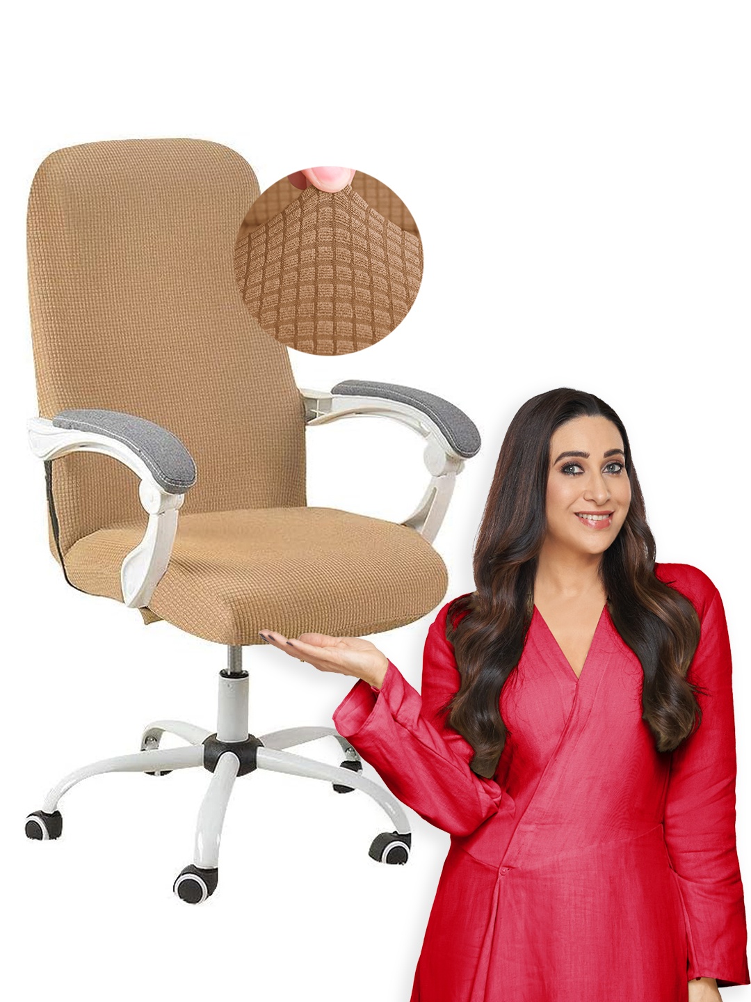 

HOKIPO Camel Brown Textured Jacquard Stretchable Chair Cover