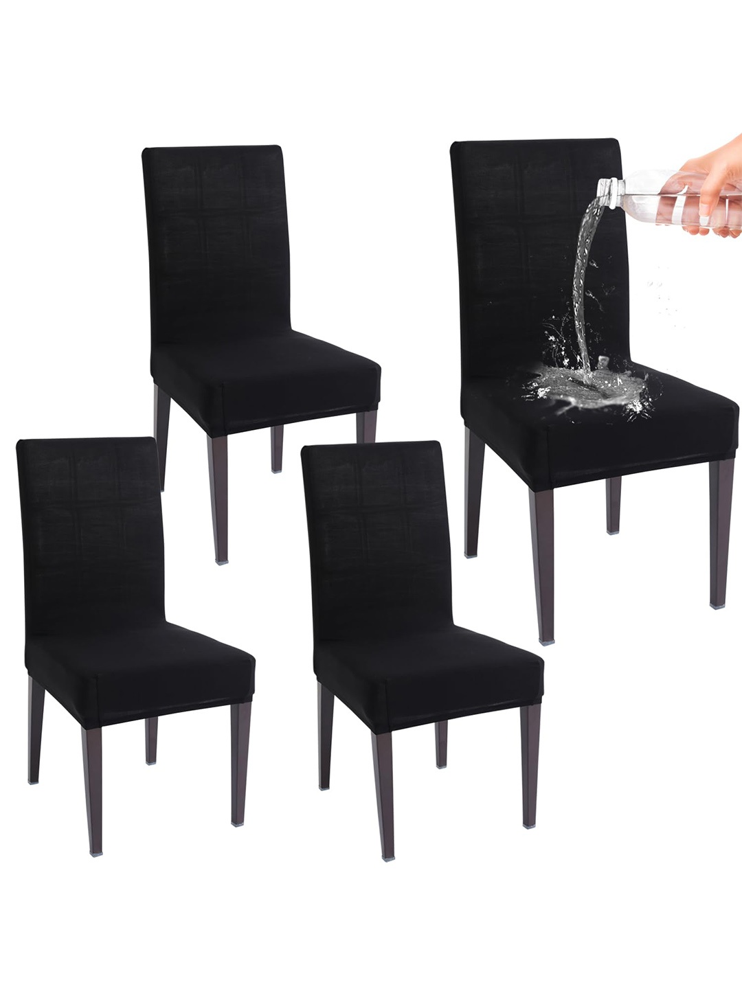 

HOKIPO Black 4 Pieces Water Resistant Dining Table Chair Covers