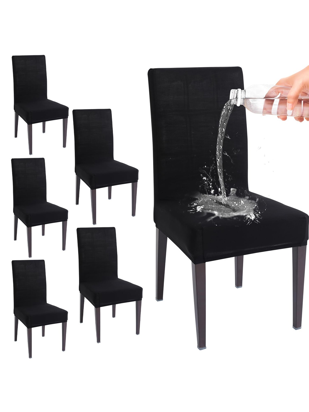 

HOKIPO Black 6 Pieces Water Resistant Chair Covers