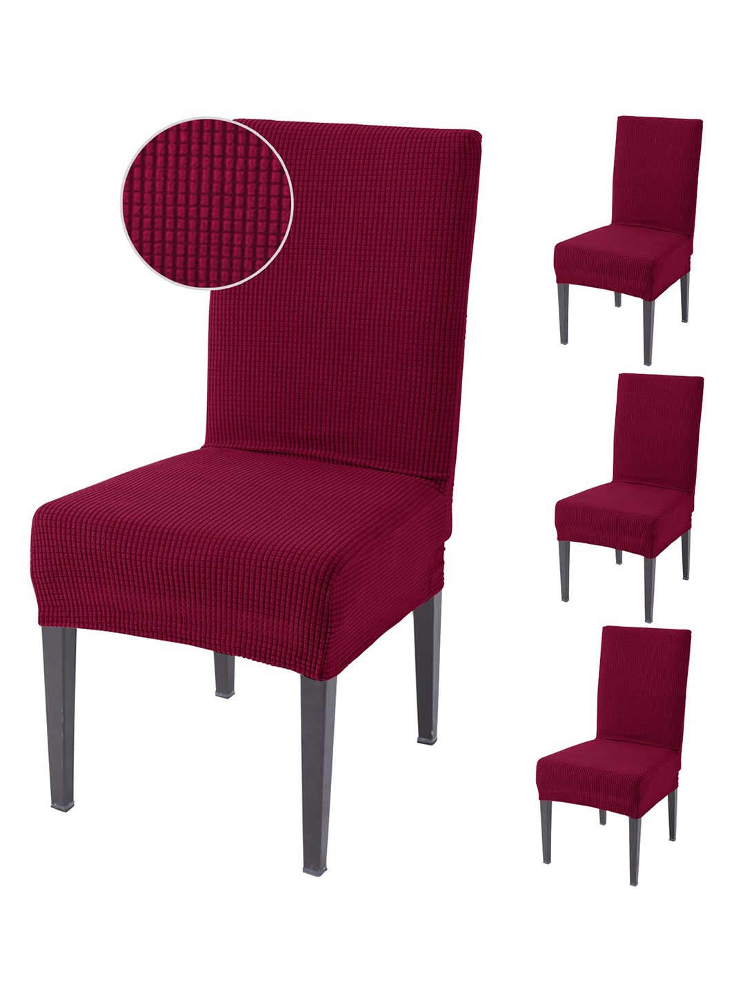 

HOKIPO Maroon 4 Pieces Textured Jacquard Chair Covers