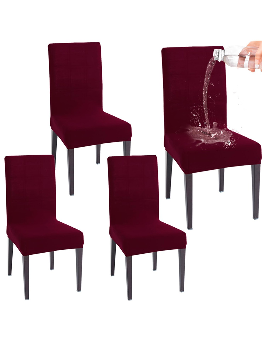 

HOKIPO Burgundy 4 Pieces Jacquard Water Resistant Chair Covers