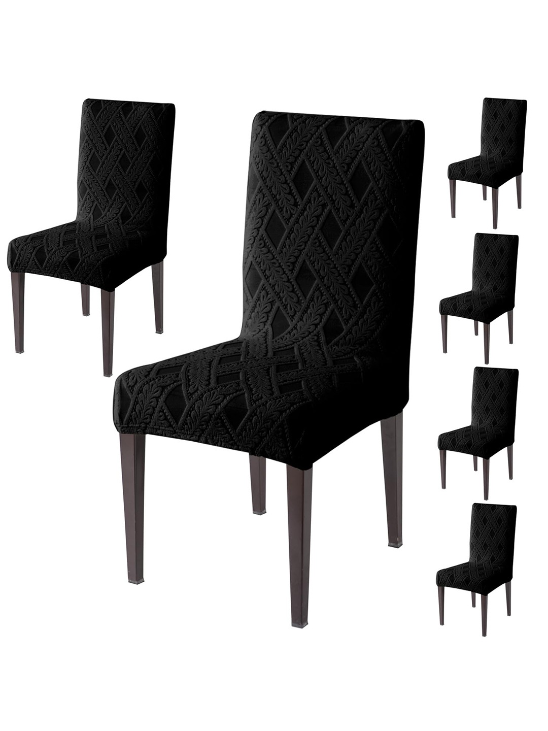 

HOKIPO Black 6 Pieces Textured Jacquard Stretchable Chair Covers