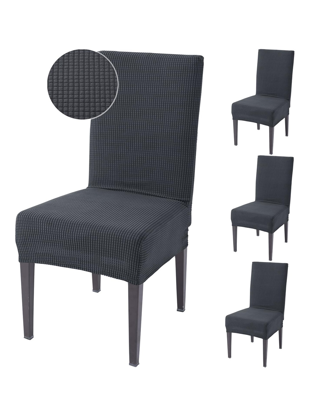 

HOKIPO Grey 4 Pieces Jacquard 200 GSM Stretchable Chair Covers