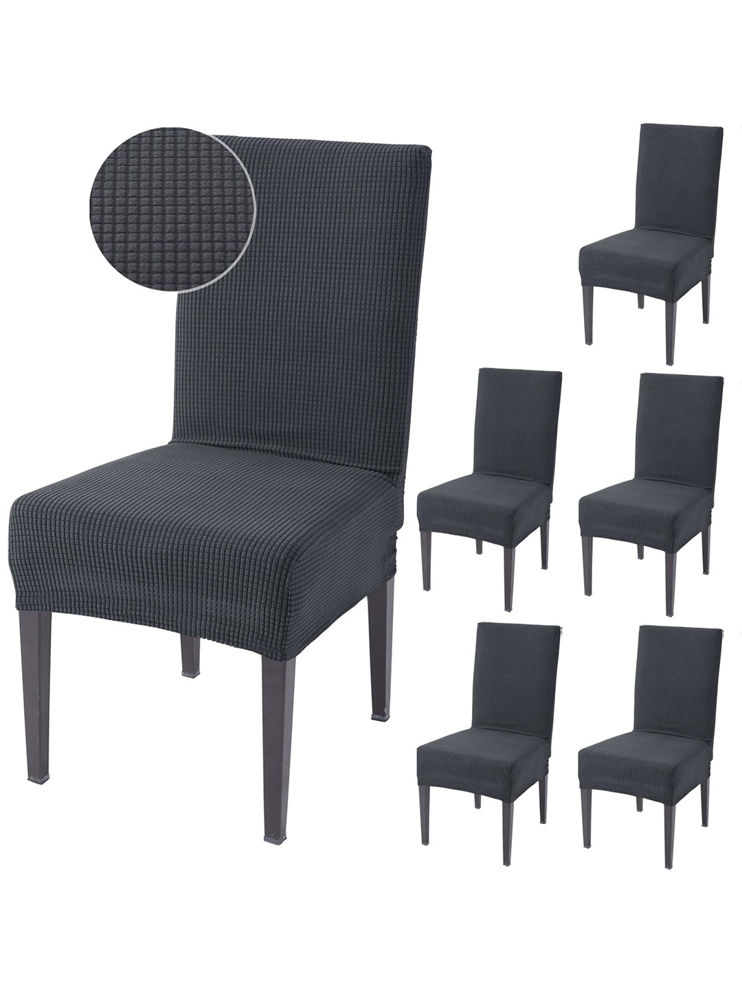 

HOKIPO Grey 6 Pieces Jacquard 200 GSM Stretchable Chair Covers