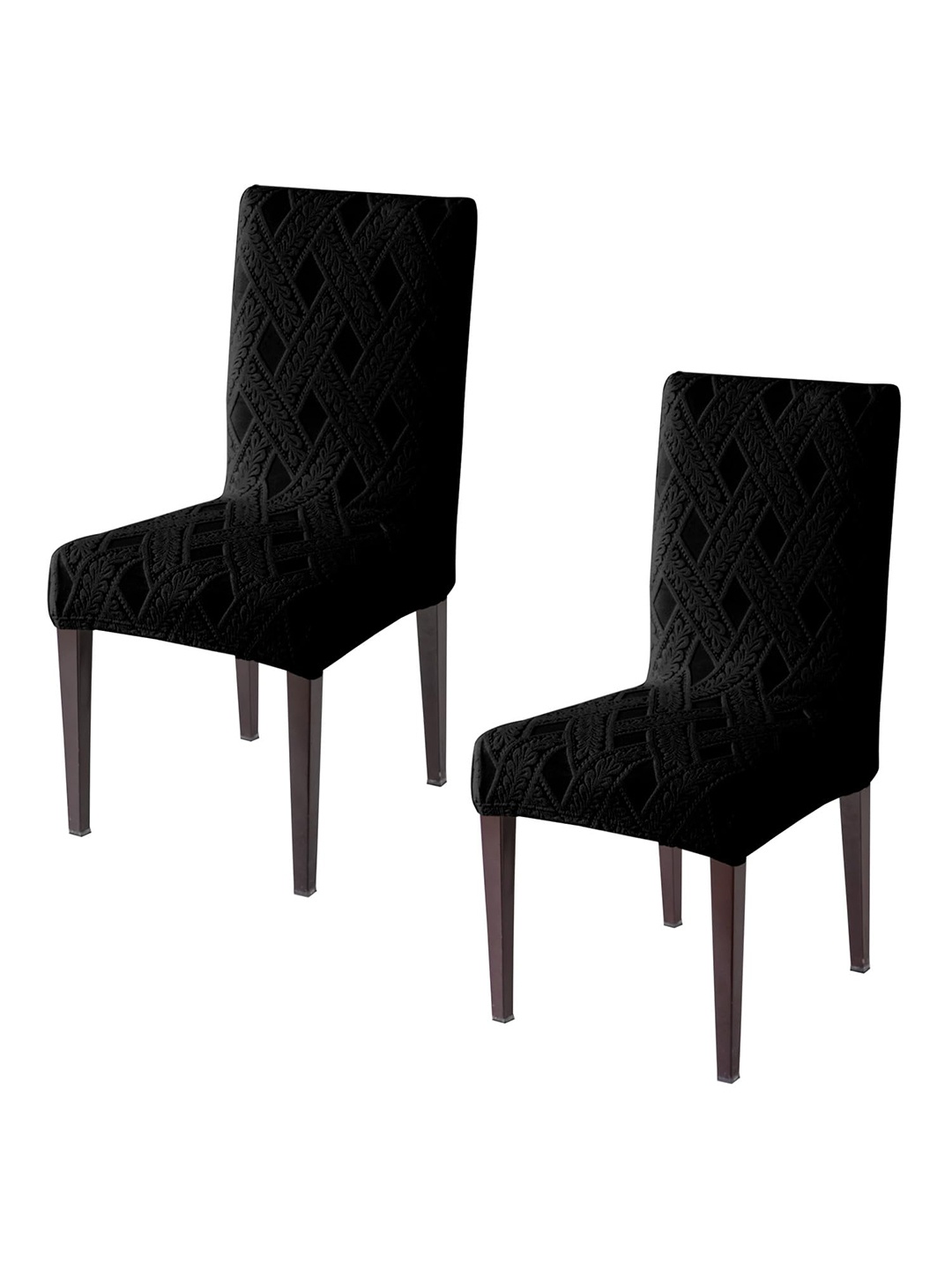 

HOKIPO 2 Pieces Black Jacquard Stretchable Chair Covers