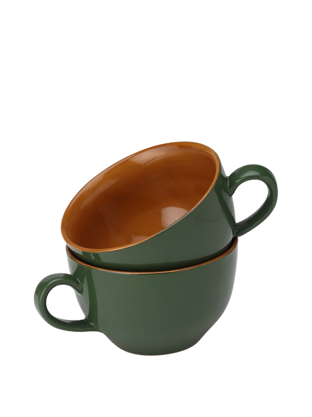 

BODHI HOUSE Green 2 Pieces Solid Microwave Safe Ceramic Matte Mugs 350 ML Each