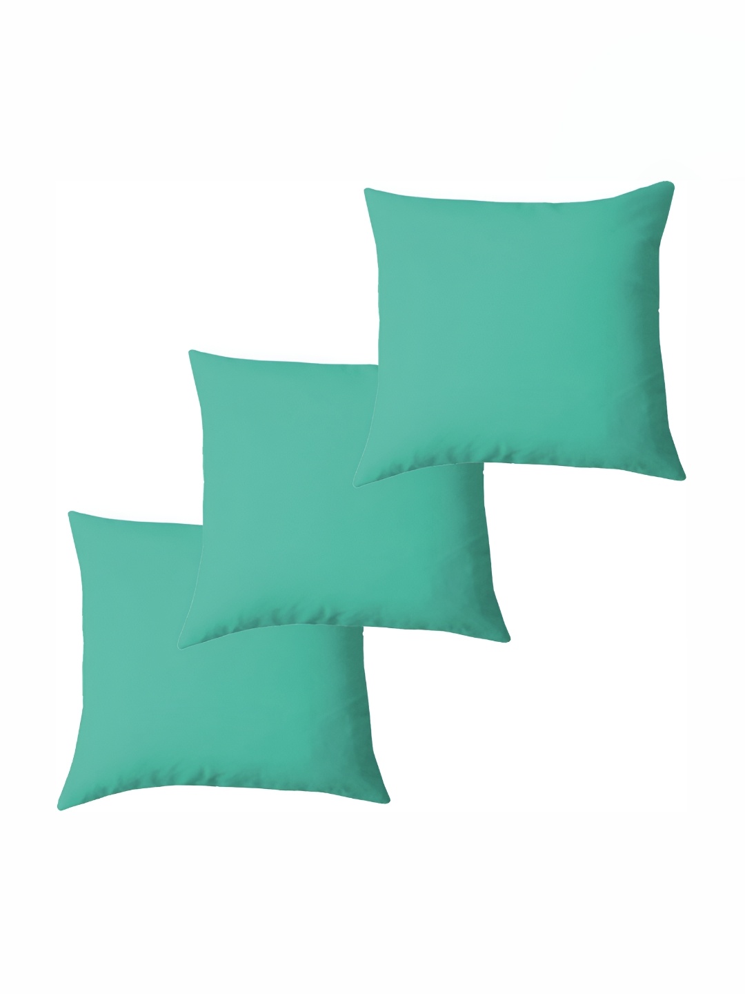 

LINENOVATION Sea Green 3 Pieces Square Microfibre Filled Cushions, Blue