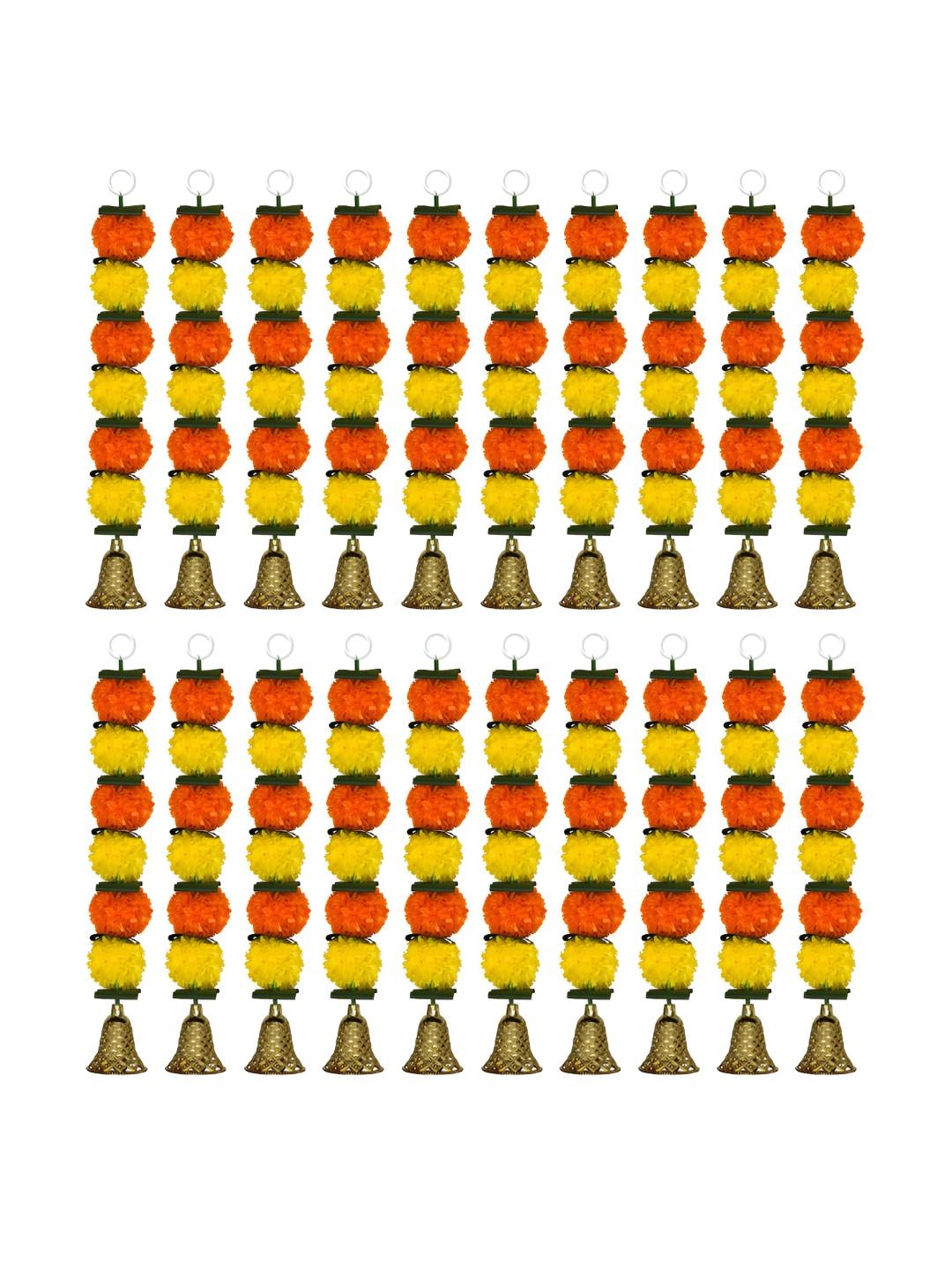 

iHandikart Orange & Yellow 20Pieces Hanging Marigold Artificial Flower