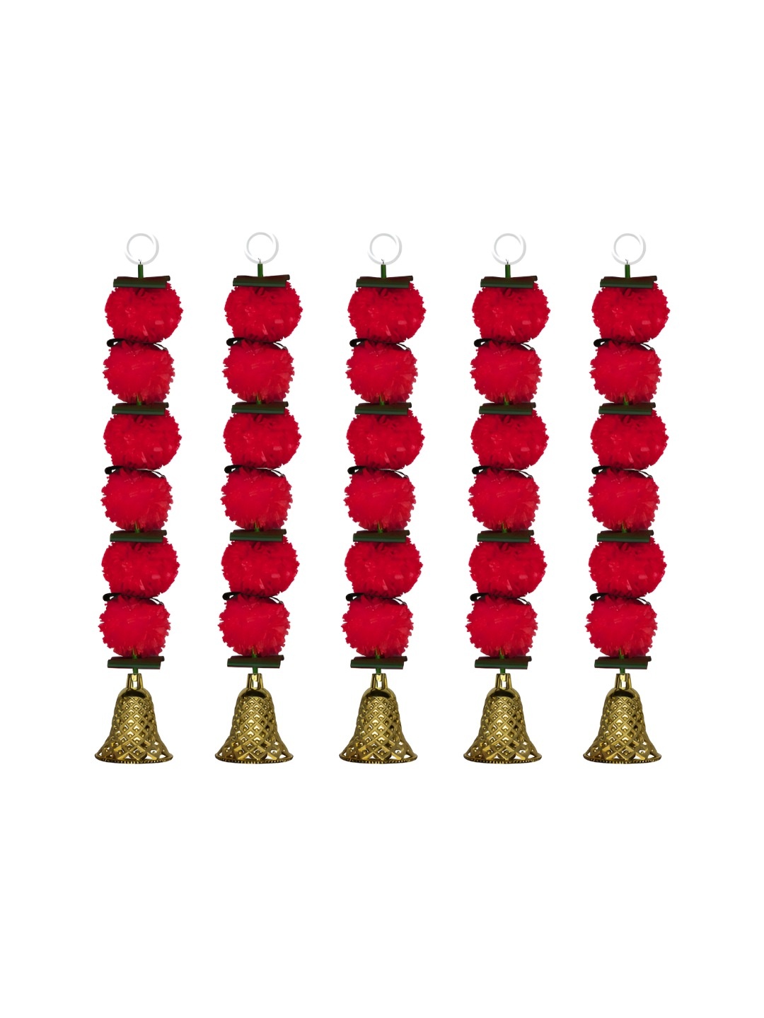 

iHandikart Red 5 Pieces Hanging Marigold Artificial Flowers