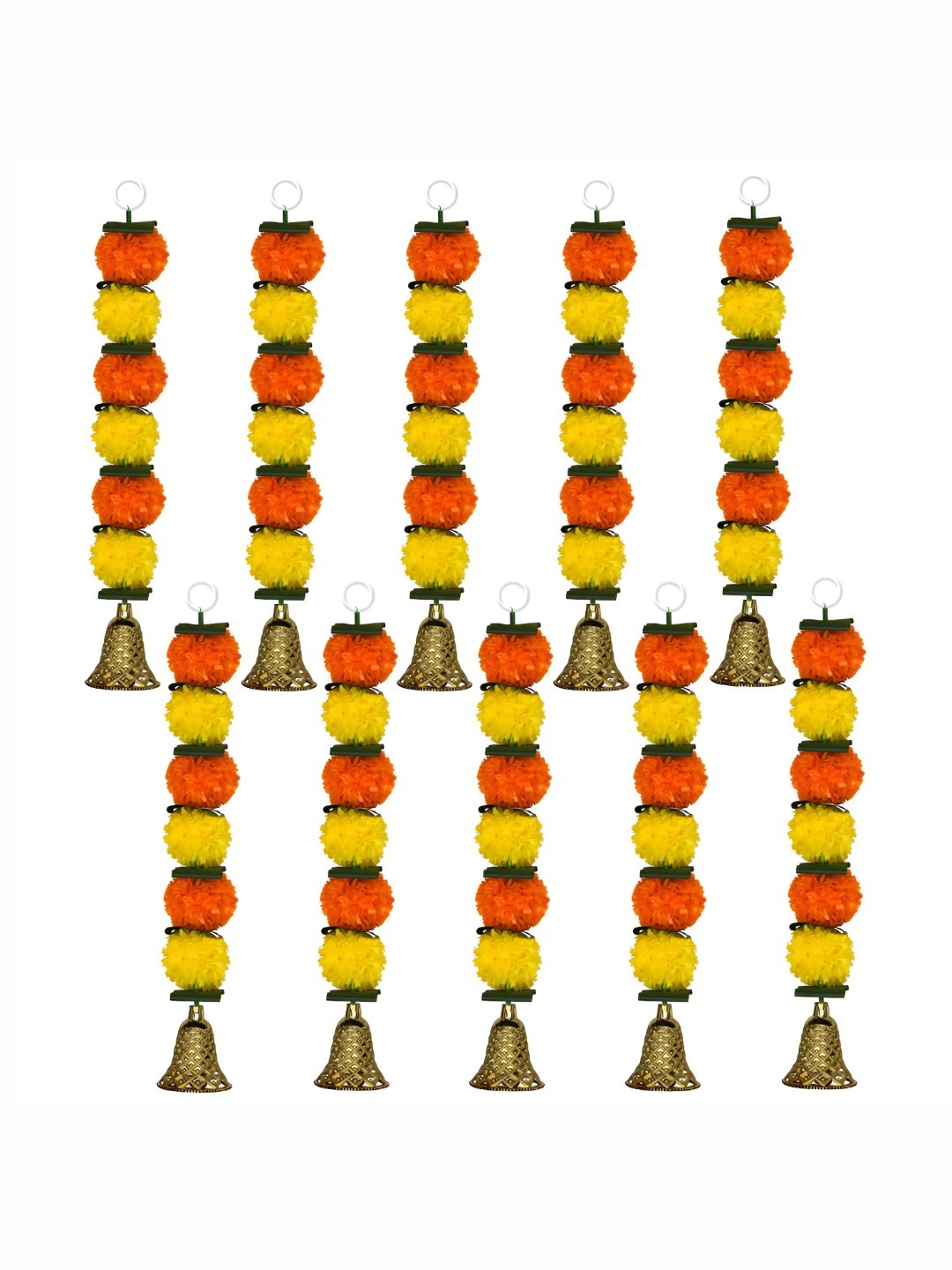 

iHandikart Yellow & Orange 10 Pieces Hanging Marigold Artificial Flower