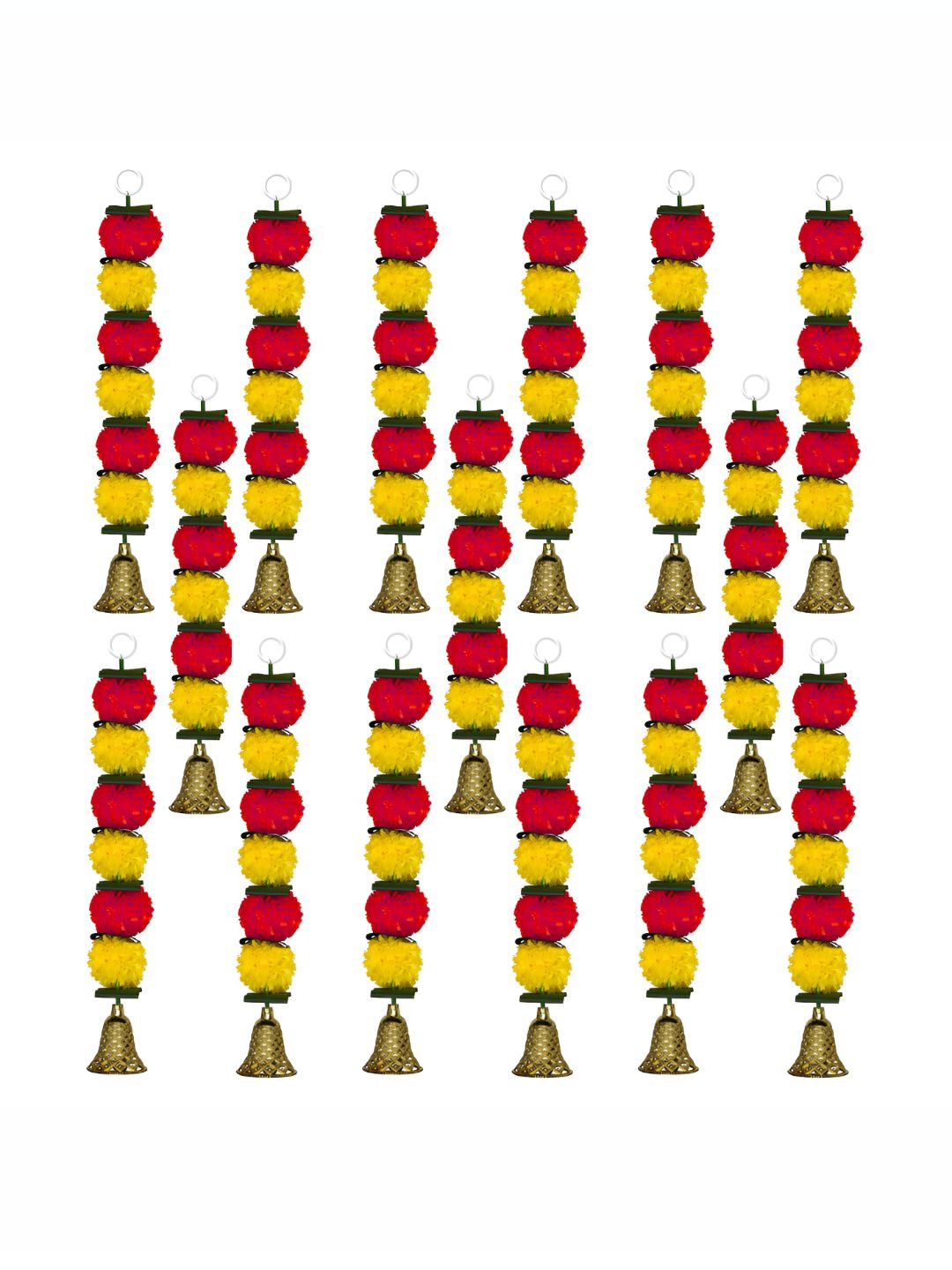 

iHandikart Yellow & Red 15 Pieces Hanging Marigold Artificial Flowers