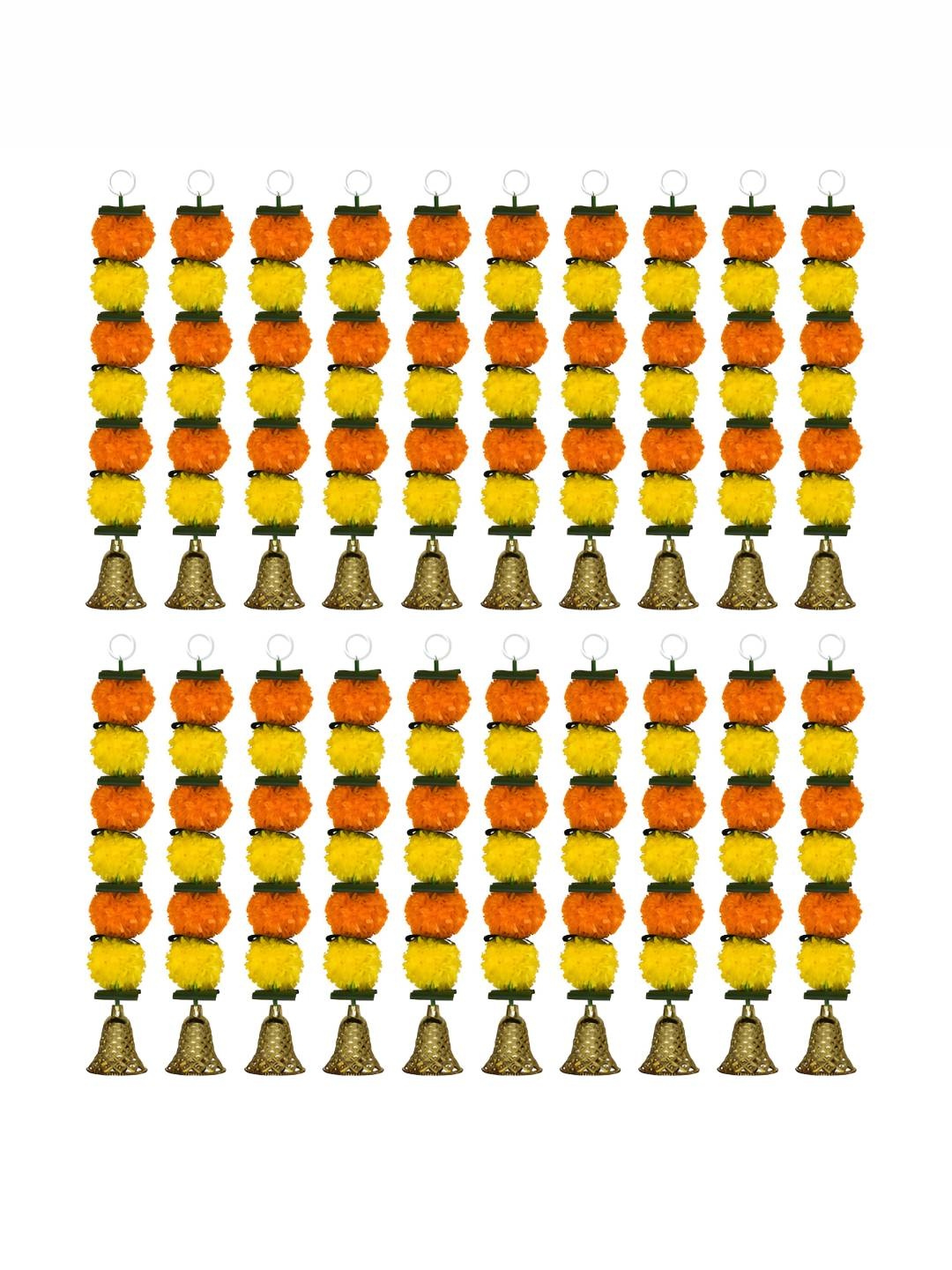 

iHandikart Yellow & Orange 20 Pieces Hanging Marigold Artificial Flowers