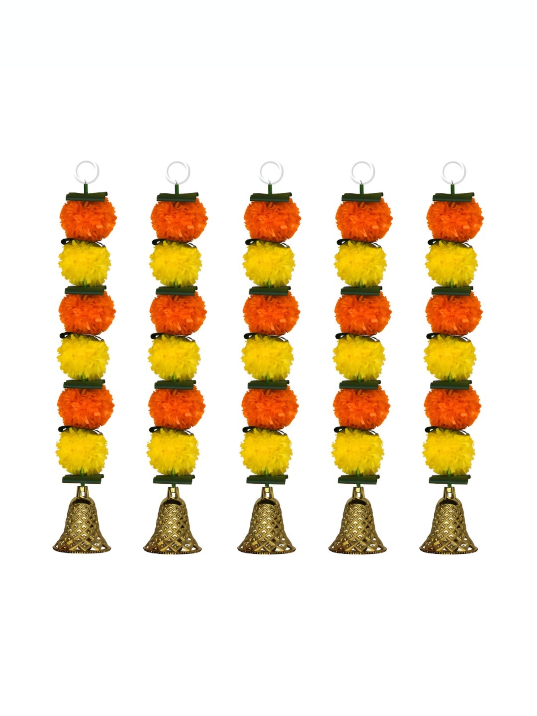 

iHandikart Yellow & Orange 5 Pieces Hanging Marigold Artificial Flower