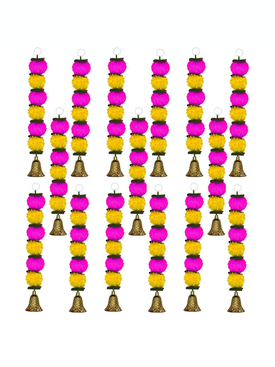 

iHandikart Yellow & Pink 15 Pieces Hanging Marigold Artificial Flower