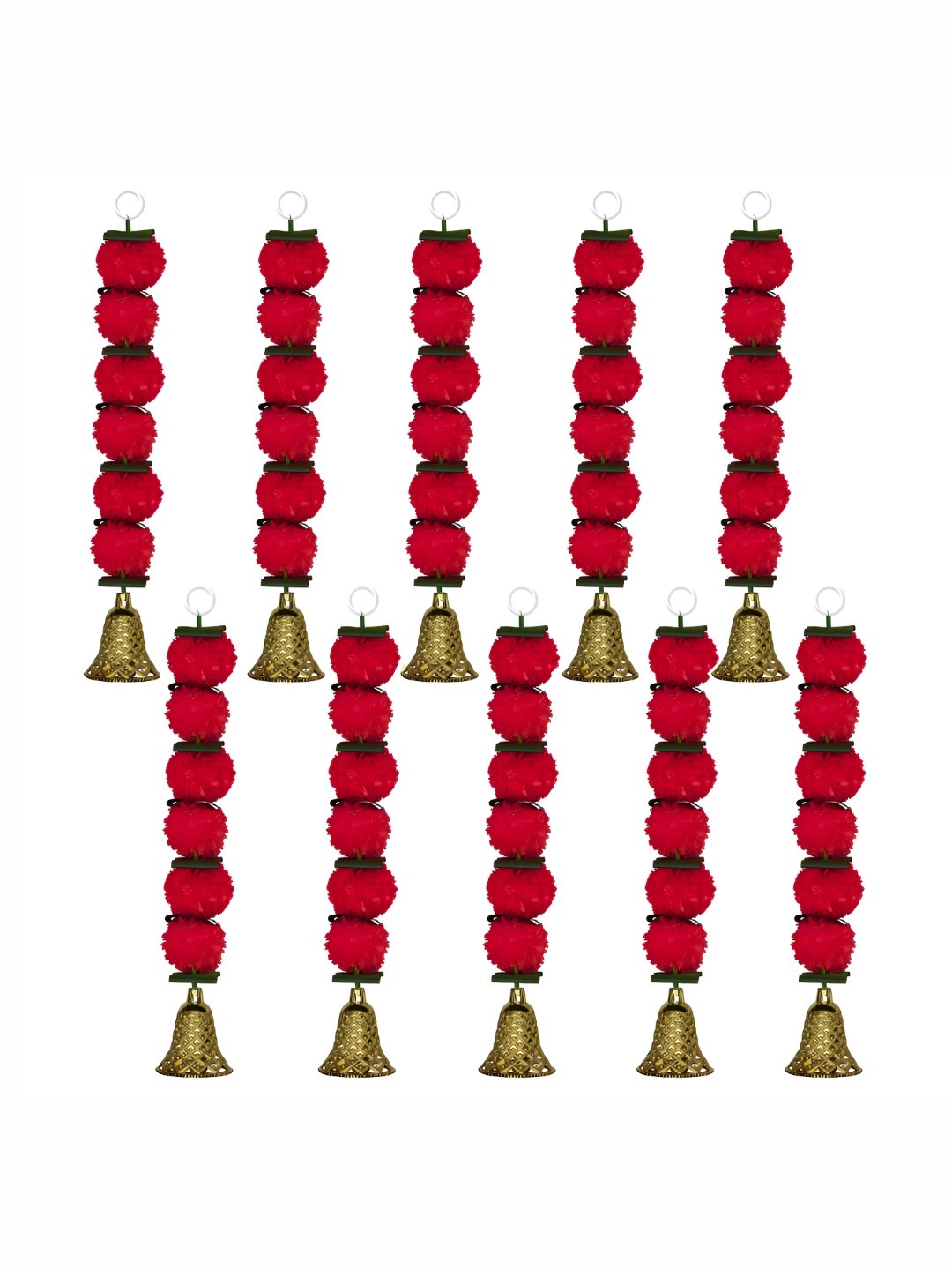 

iHandikart Red 10 Pieces Hanging Marigold Artificial Flower