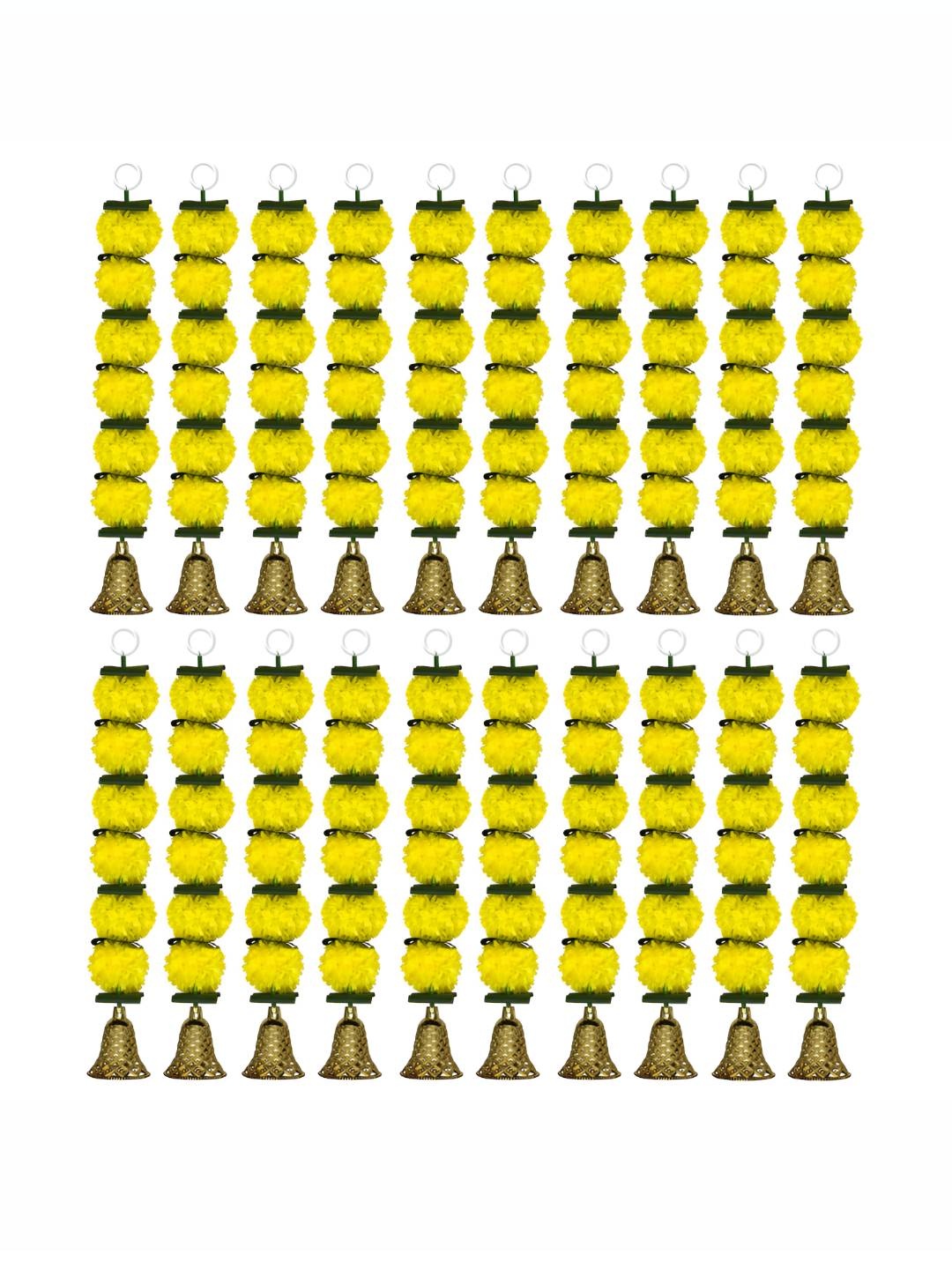 

iHandikart Yellow & Green 20 Pieces Hanging Marigold Artificial Flower