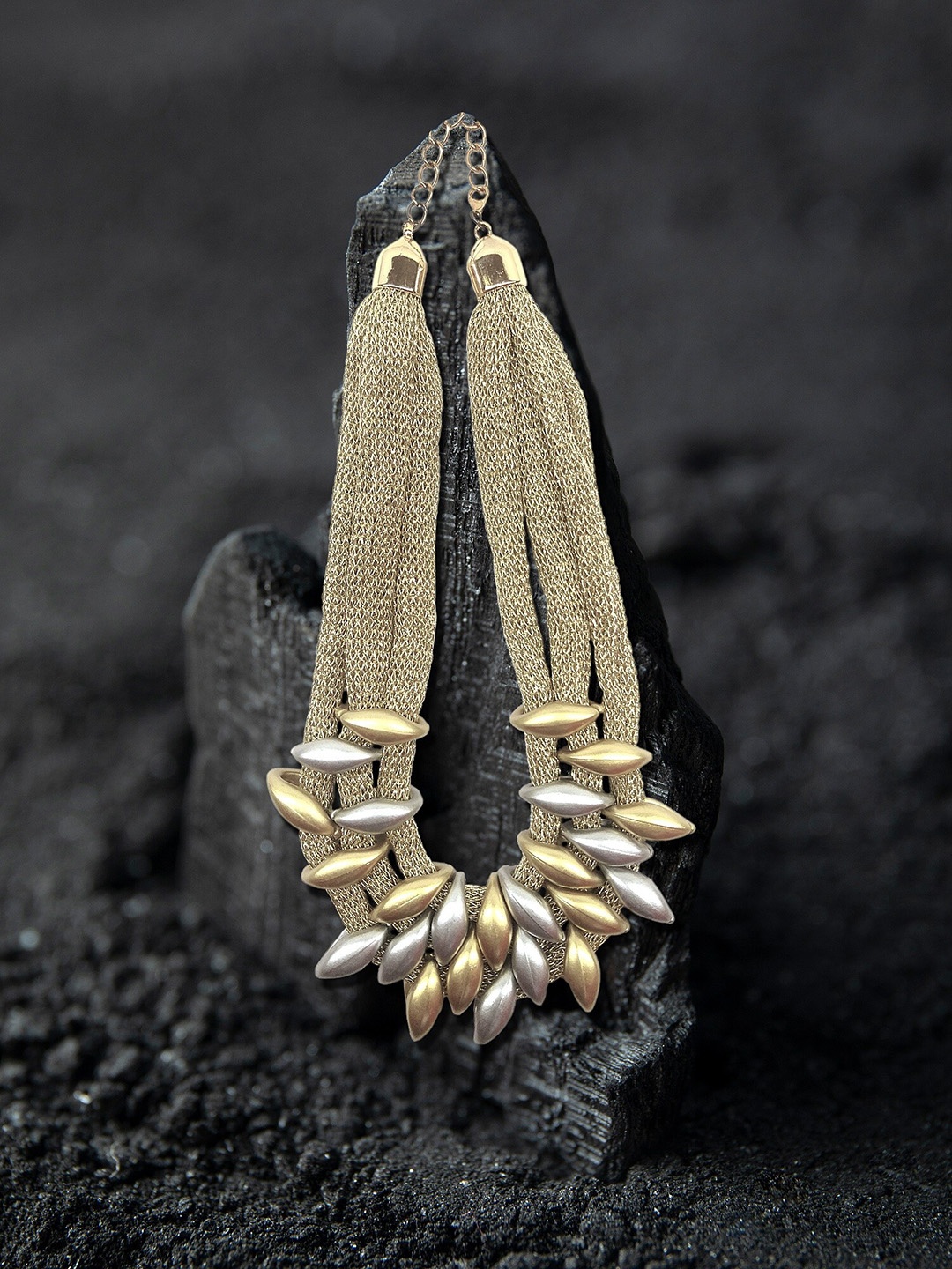 

Adwitiya Collection Silver And Gold Plated Necklace