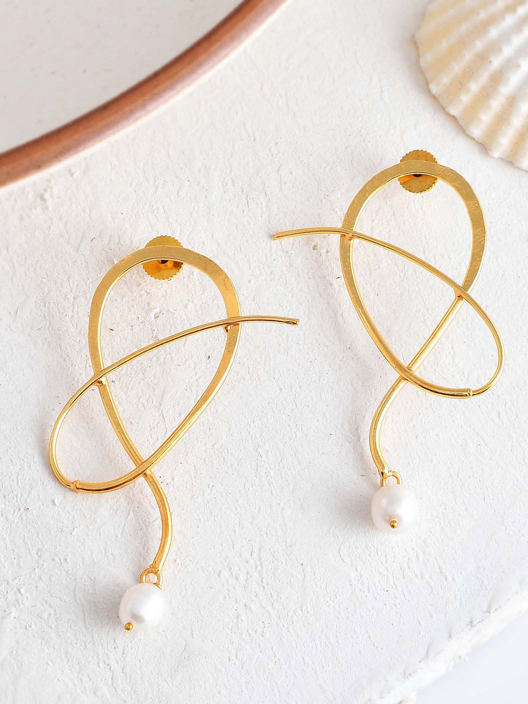 

ZURII Beads Detail Contemporary Drop Earrings, Gold