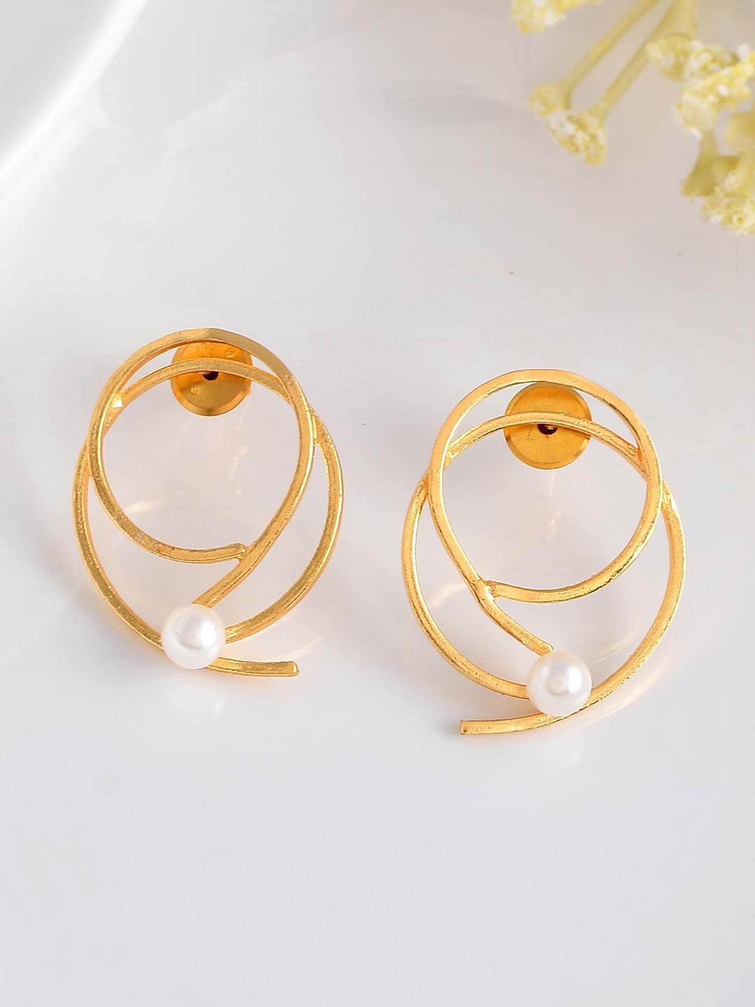 

ZURII Beaded Contemporary Drop Earrings, Gold