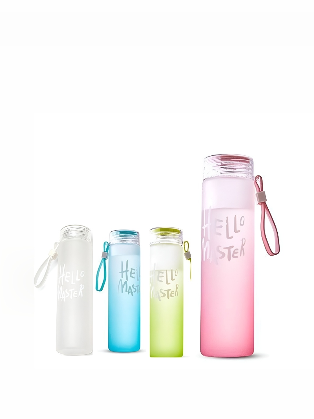 

WELOUR Pink & Blue 4 Pieces Printed Glass Water Bottle 450 ML Each