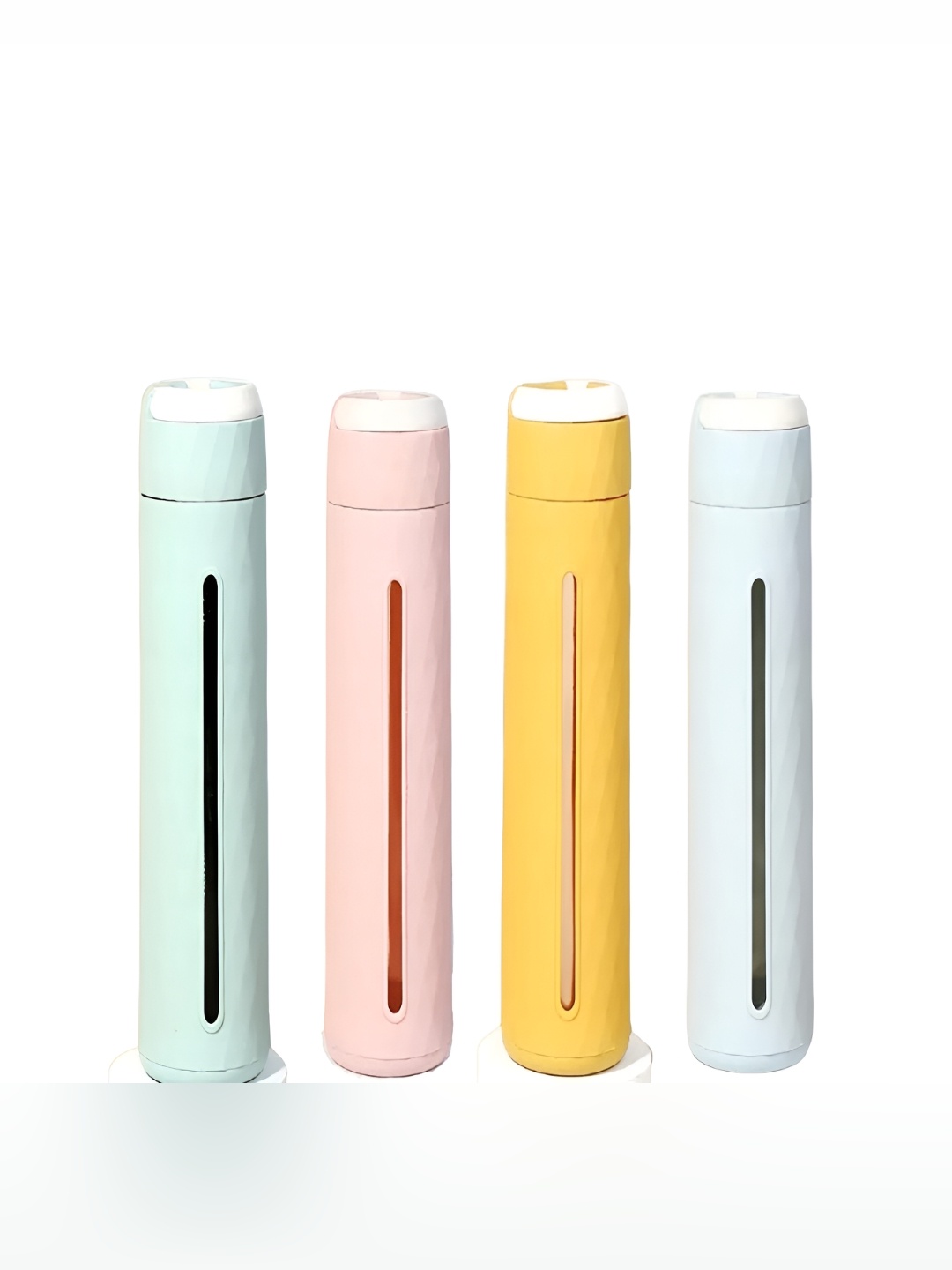 

WELOUR Blue & Yellow 4 Pieces Glass Water Bottles