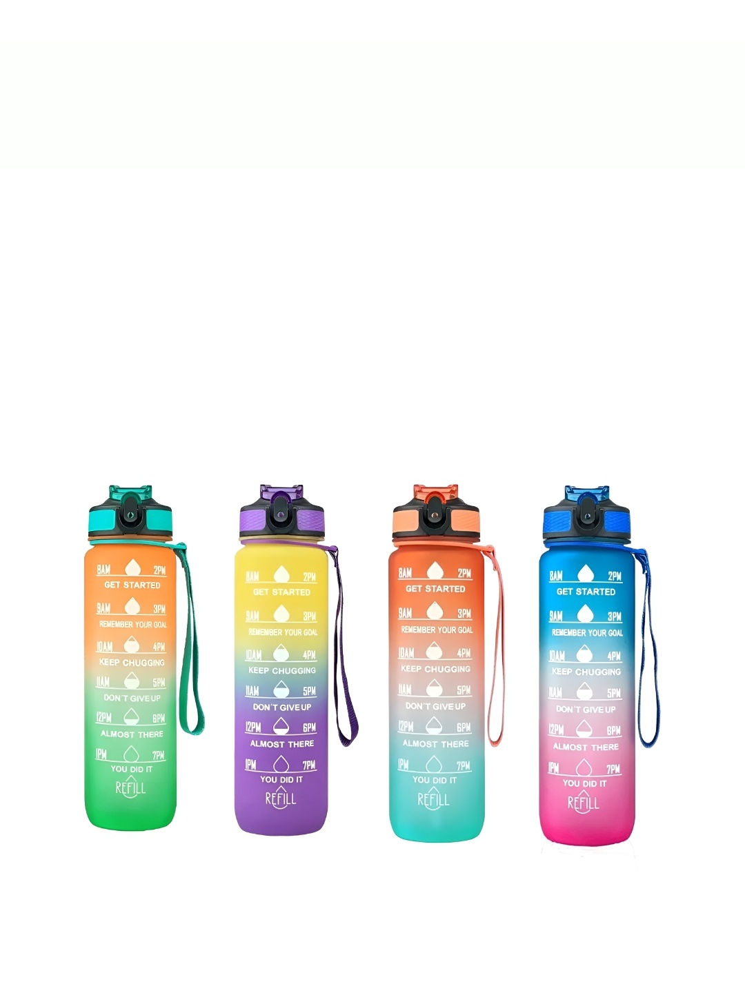 

WELOUR Blue & Orange 4 Pieces Time Mark Printed BPA Free Water Bottles