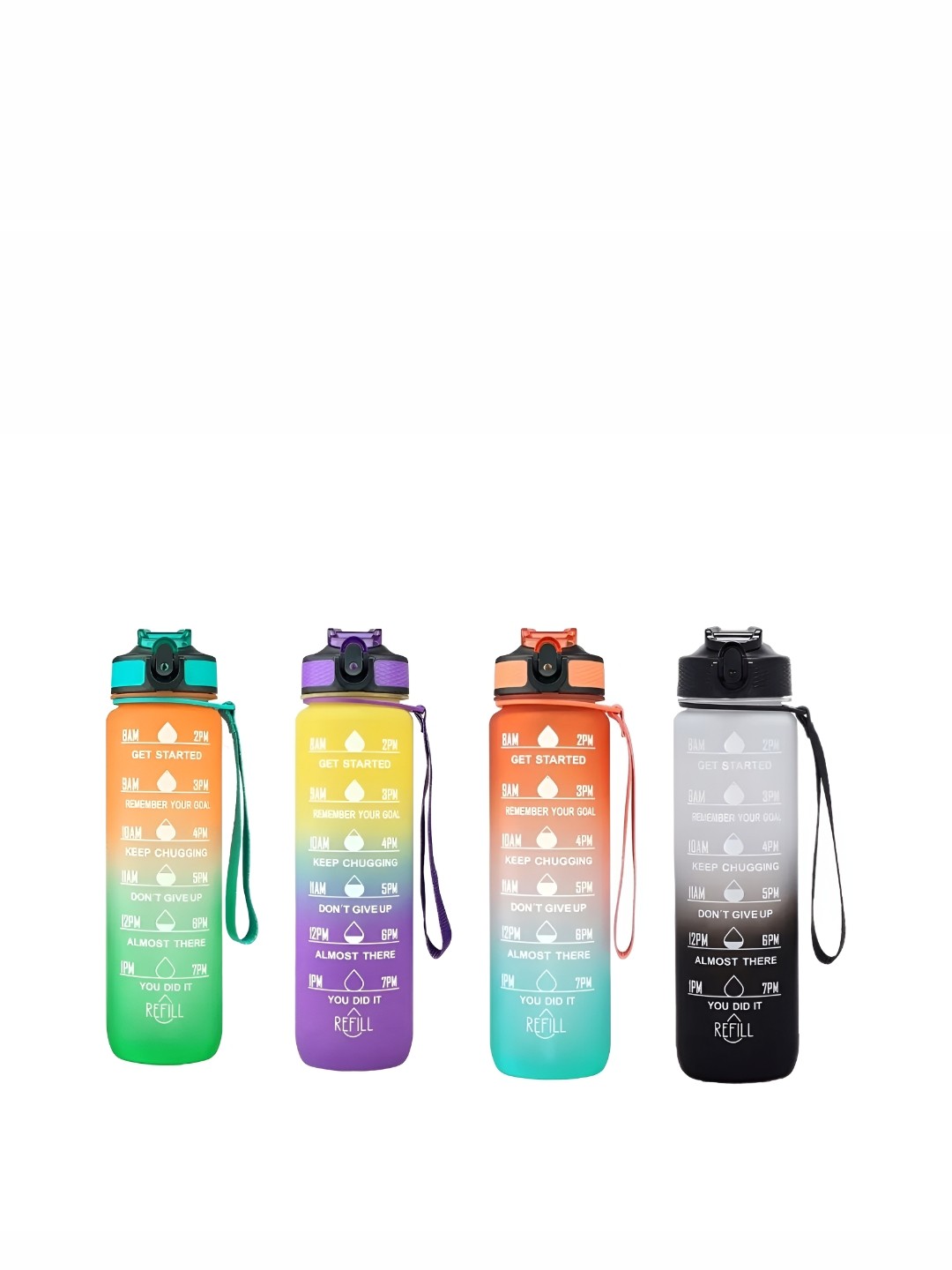 

WELOUR Yellow & Green 4 Pcs Printed Water Bottle 1 L