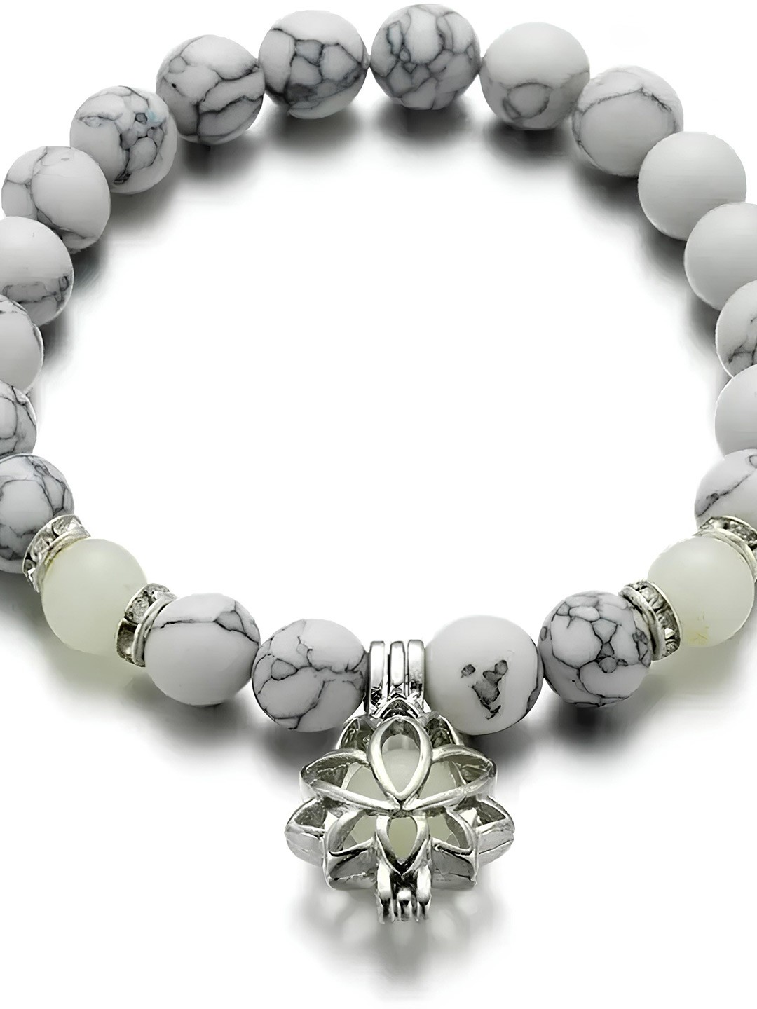 

KARISHMA KREATIONS Unisex Beaded Luminous Elasticated Bracelet, White