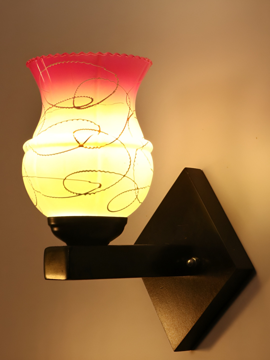 

Afast Pink & White Printed Abstract Shaped Glass Wall Lamp