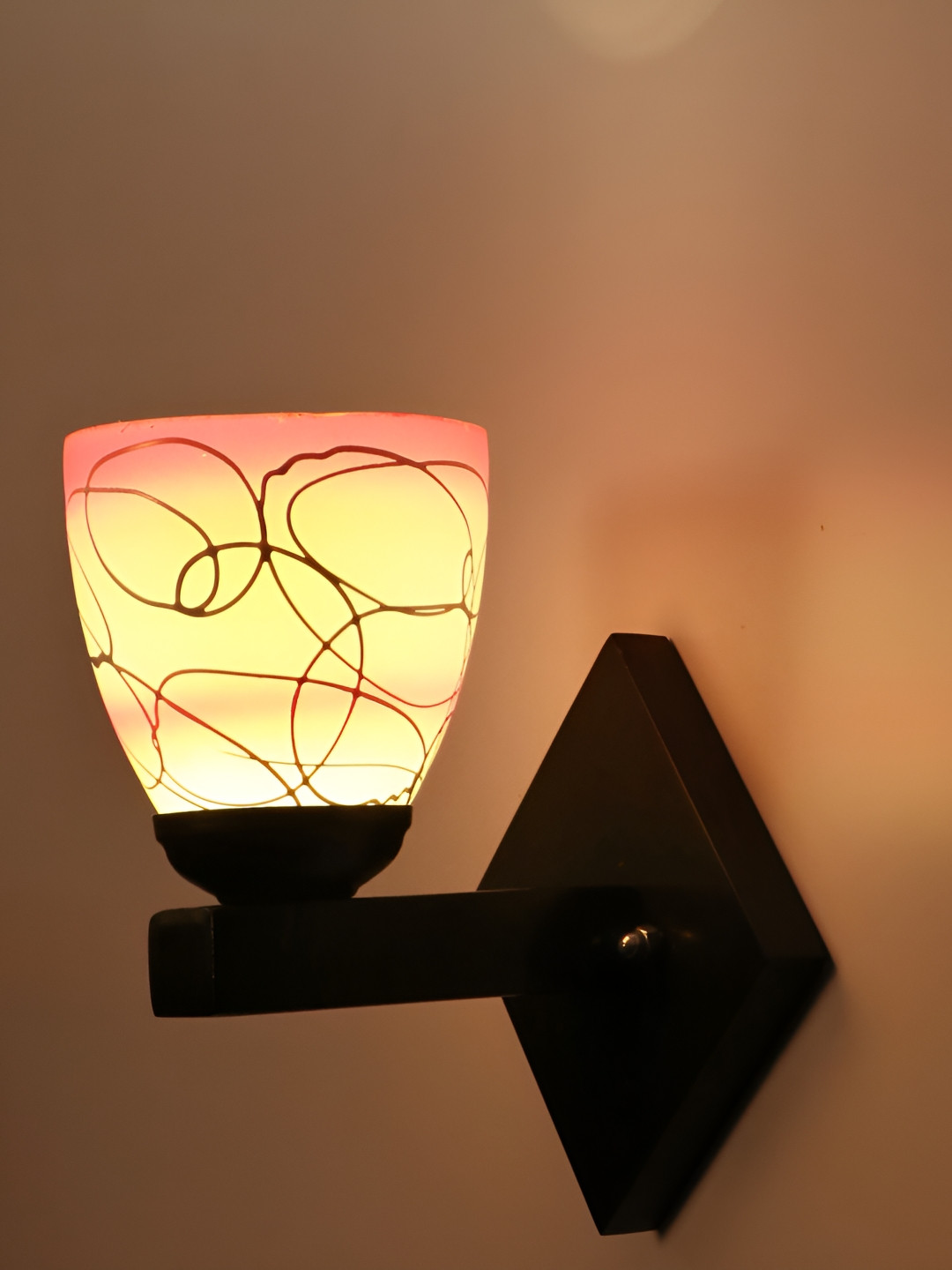 

Afast Pink & Grey Printed Abstract Shaped Glass Wall Lamp
