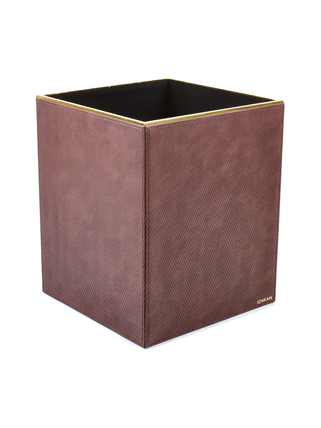 

ICHKAN Brown Textured Leather Rectangular Dust Bin