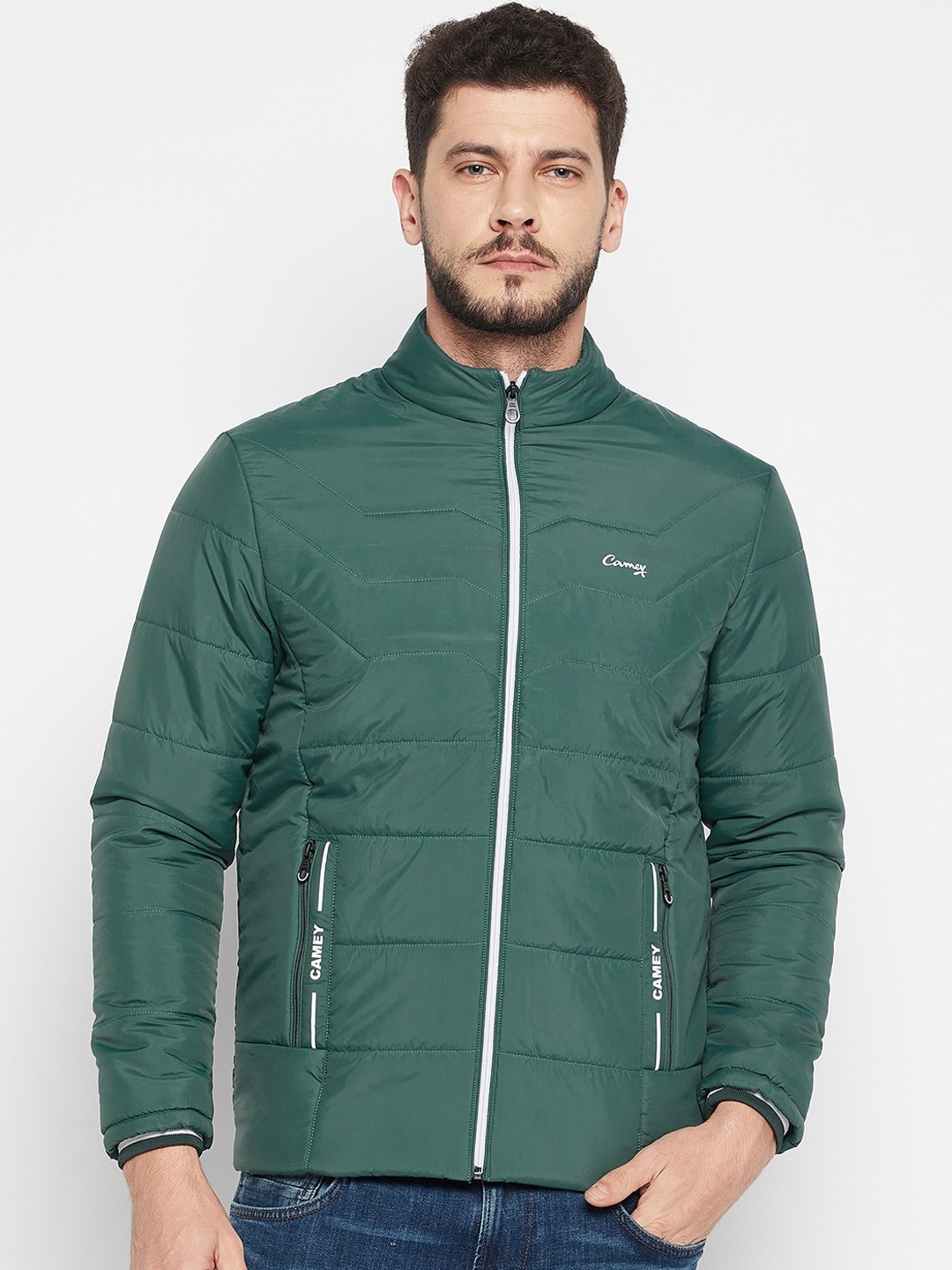 

Camey Lightweight Mock Collar Padded Jacket, Green