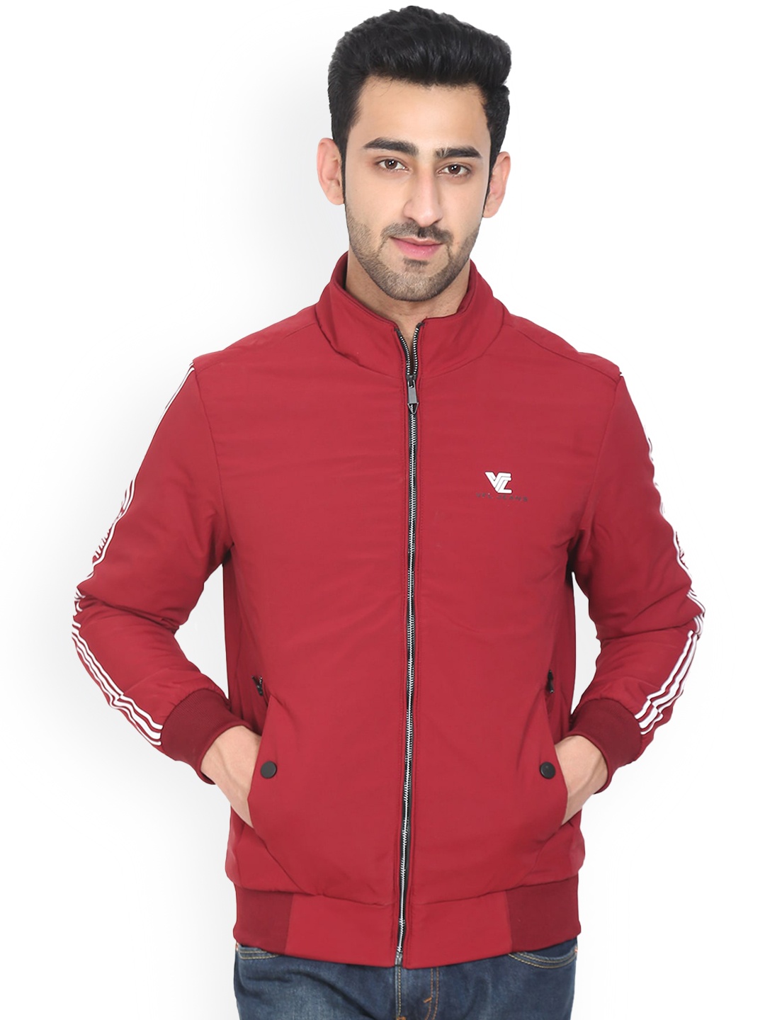

Camey Lightweight Mock Collar Bomber Jacket, Maroon