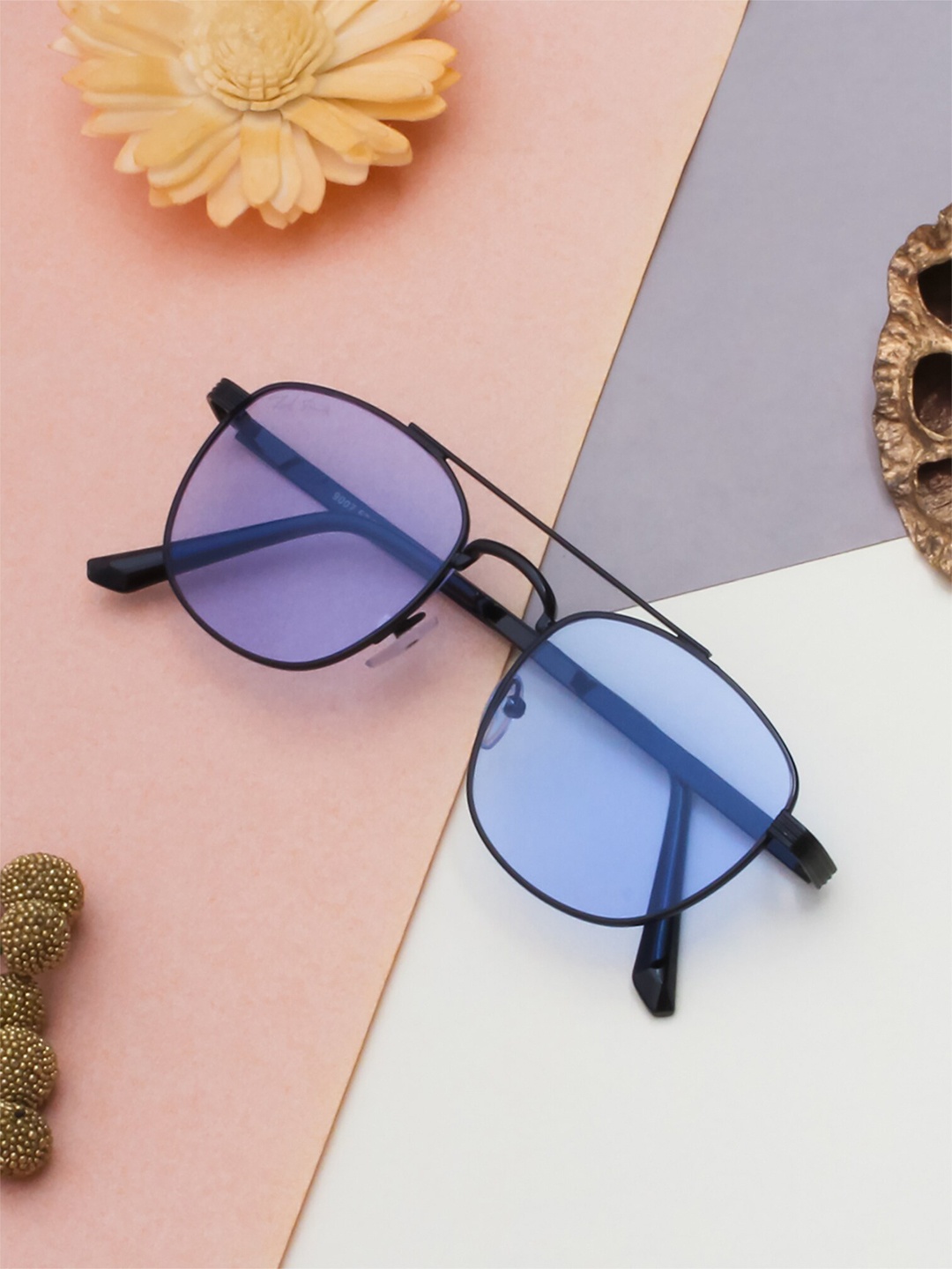 

Ted Smith Unisex Aviator Sunglasses with UV Protected Lens TS-JOHNY_C3, Blue