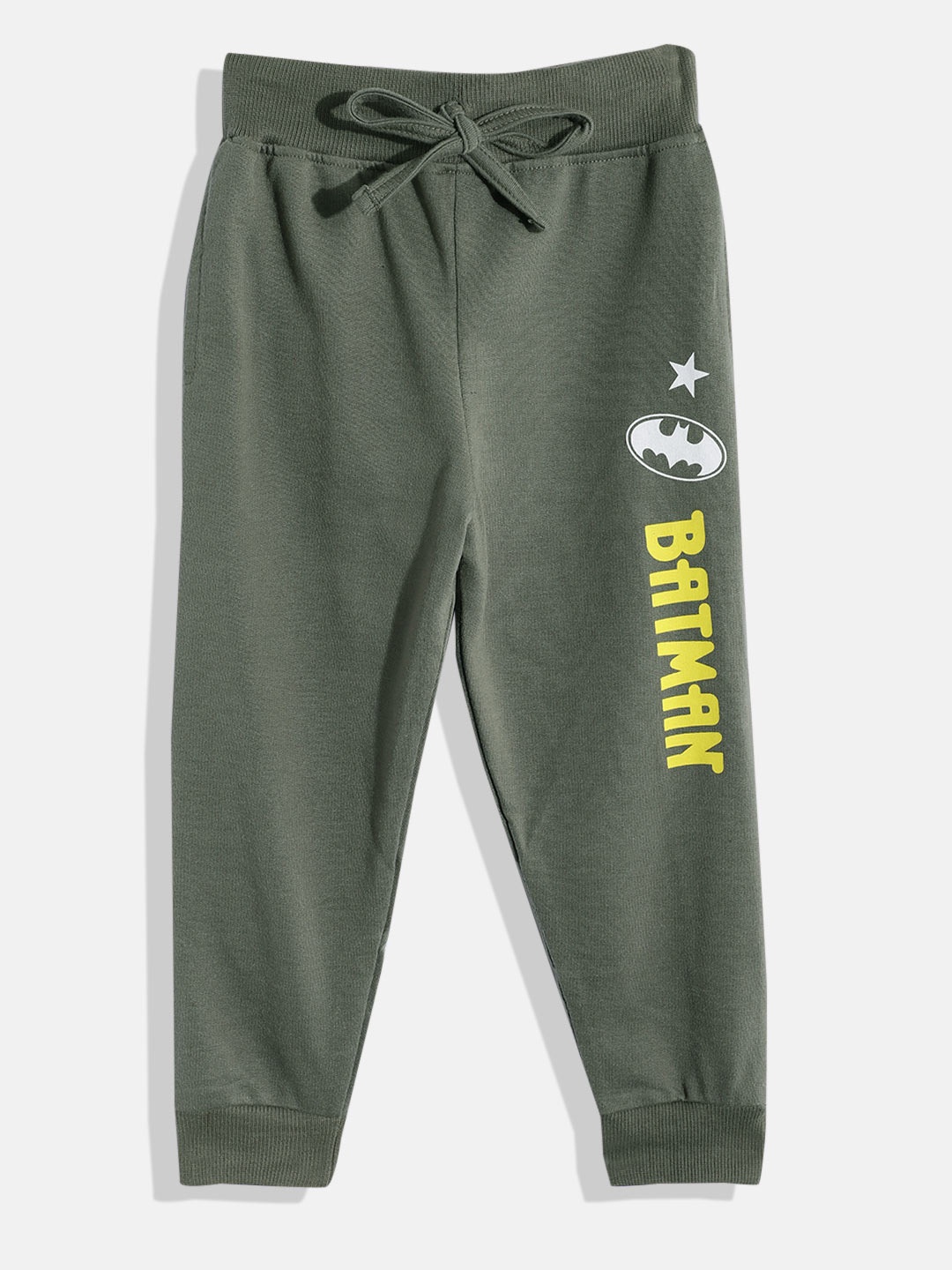 

Eteenz Boys Batman Print Premium Cotton Joggers, Olive