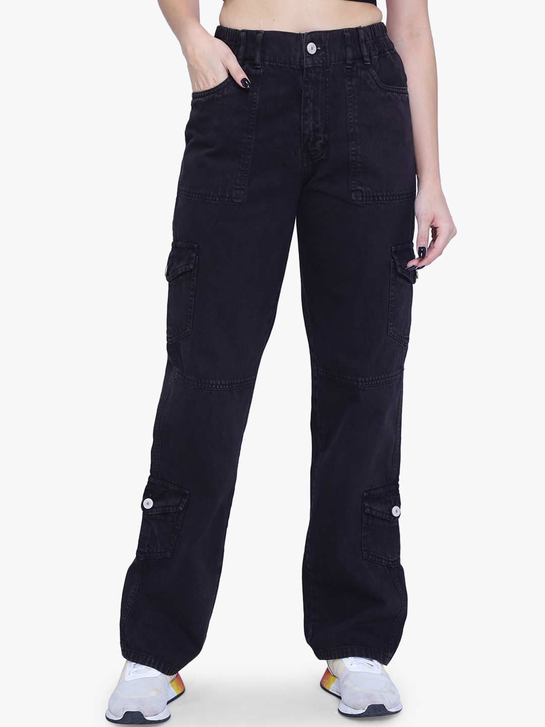 

FCK-3 Women Brown Relaxed Loose Fit High-Rise Cargos Trousers