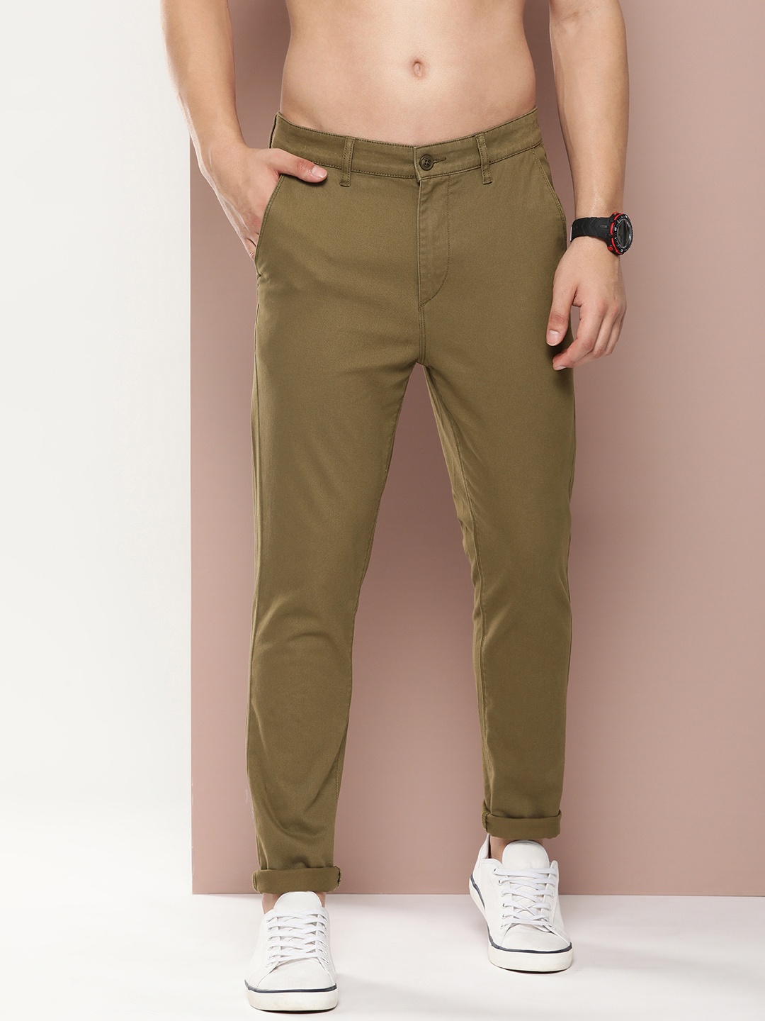 

Harvard Men Relaxed Slim Fit Trousers, Olive