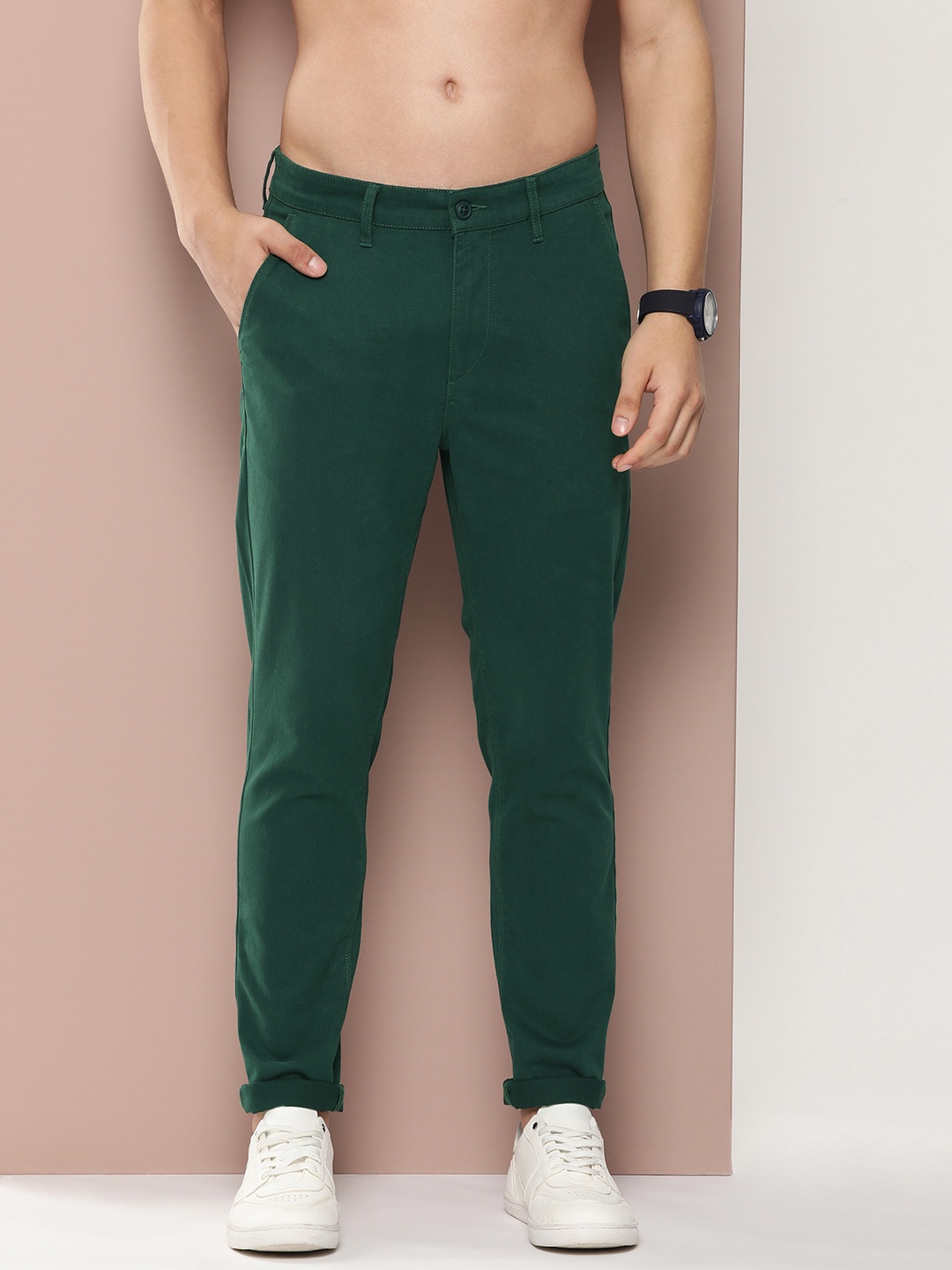 

Harvard Men Relaxed Slim Fit Trousers, Green